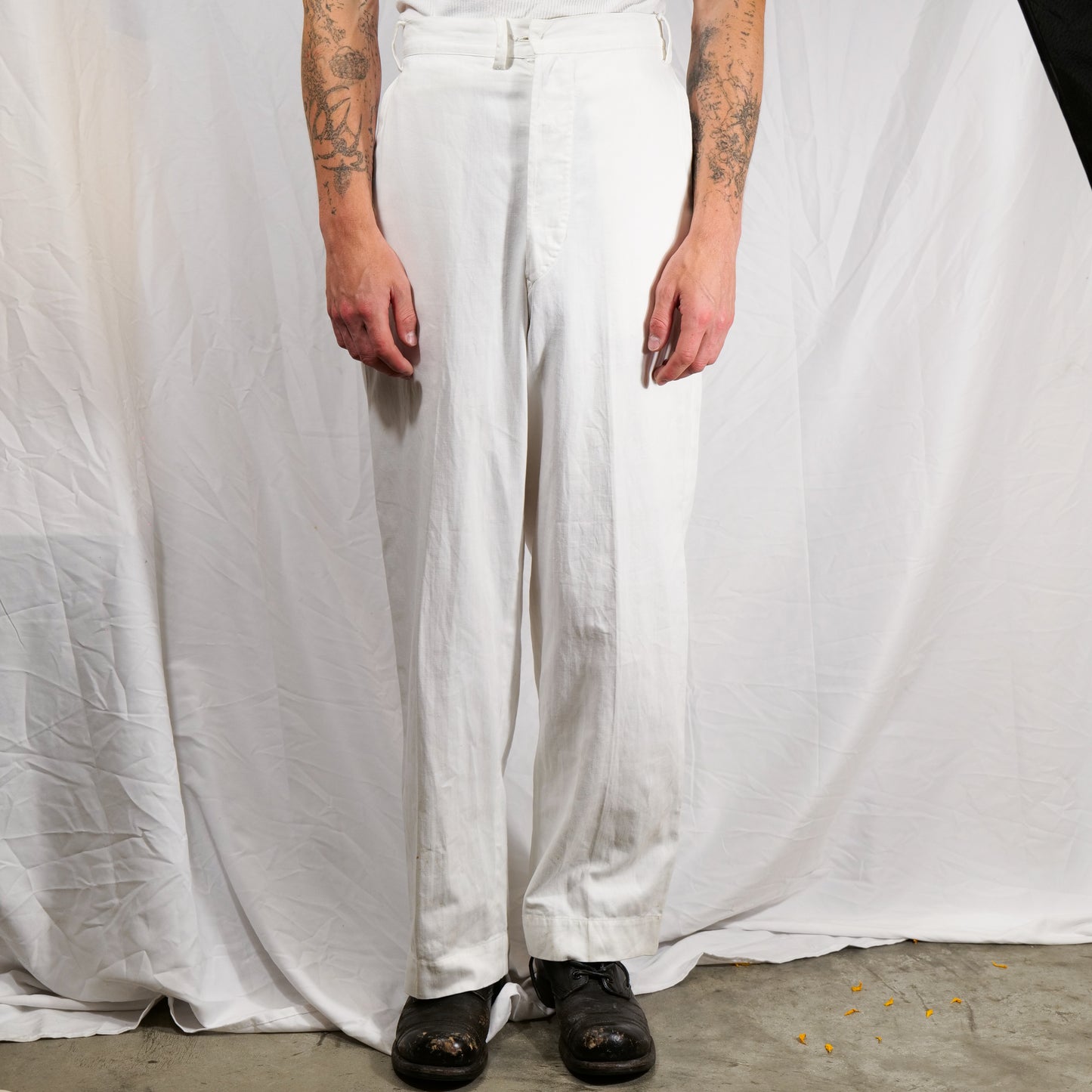 CC41 British Naval Trousers In White Drill Cotton