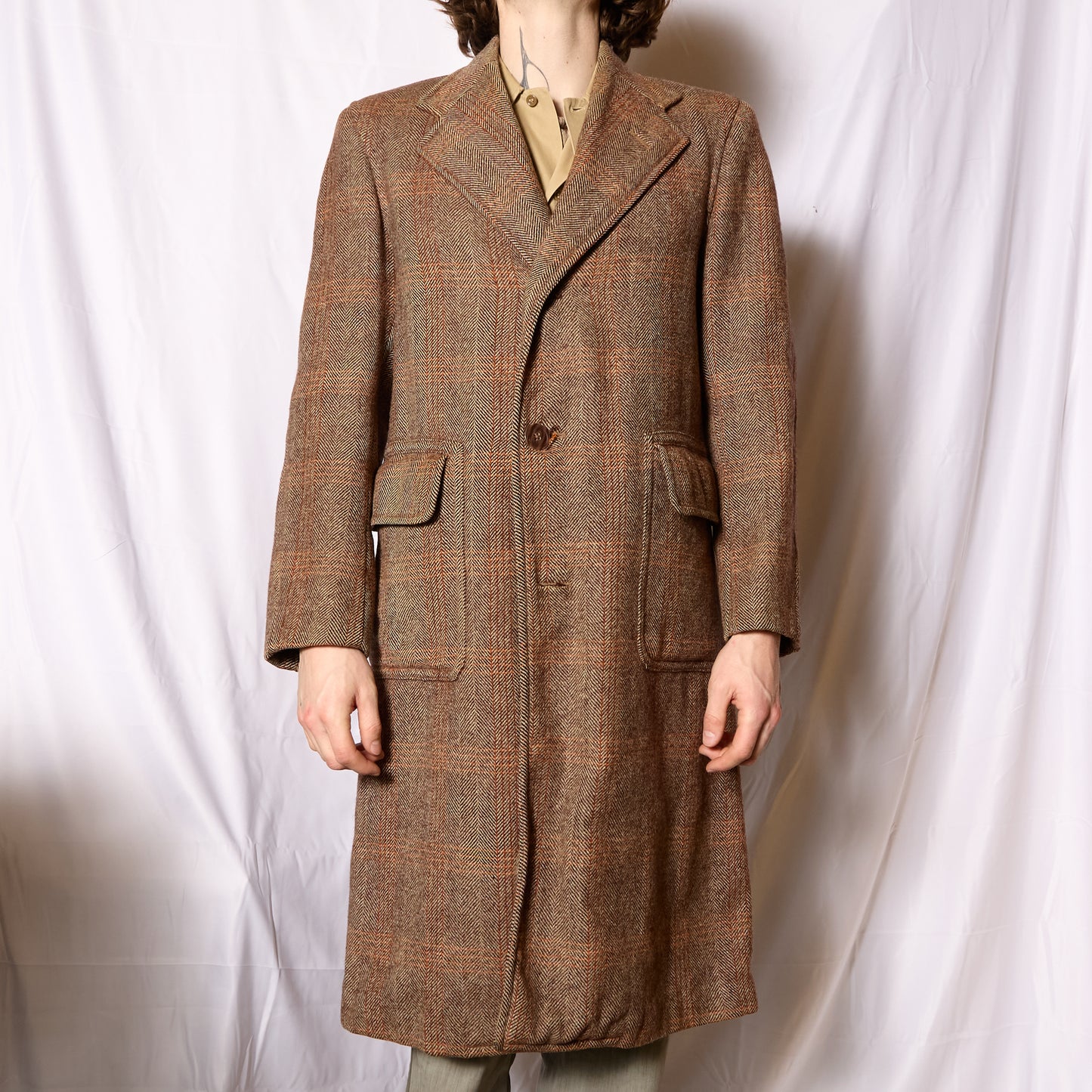 CC41 1940s Windowpane Single Breasted Overcoat