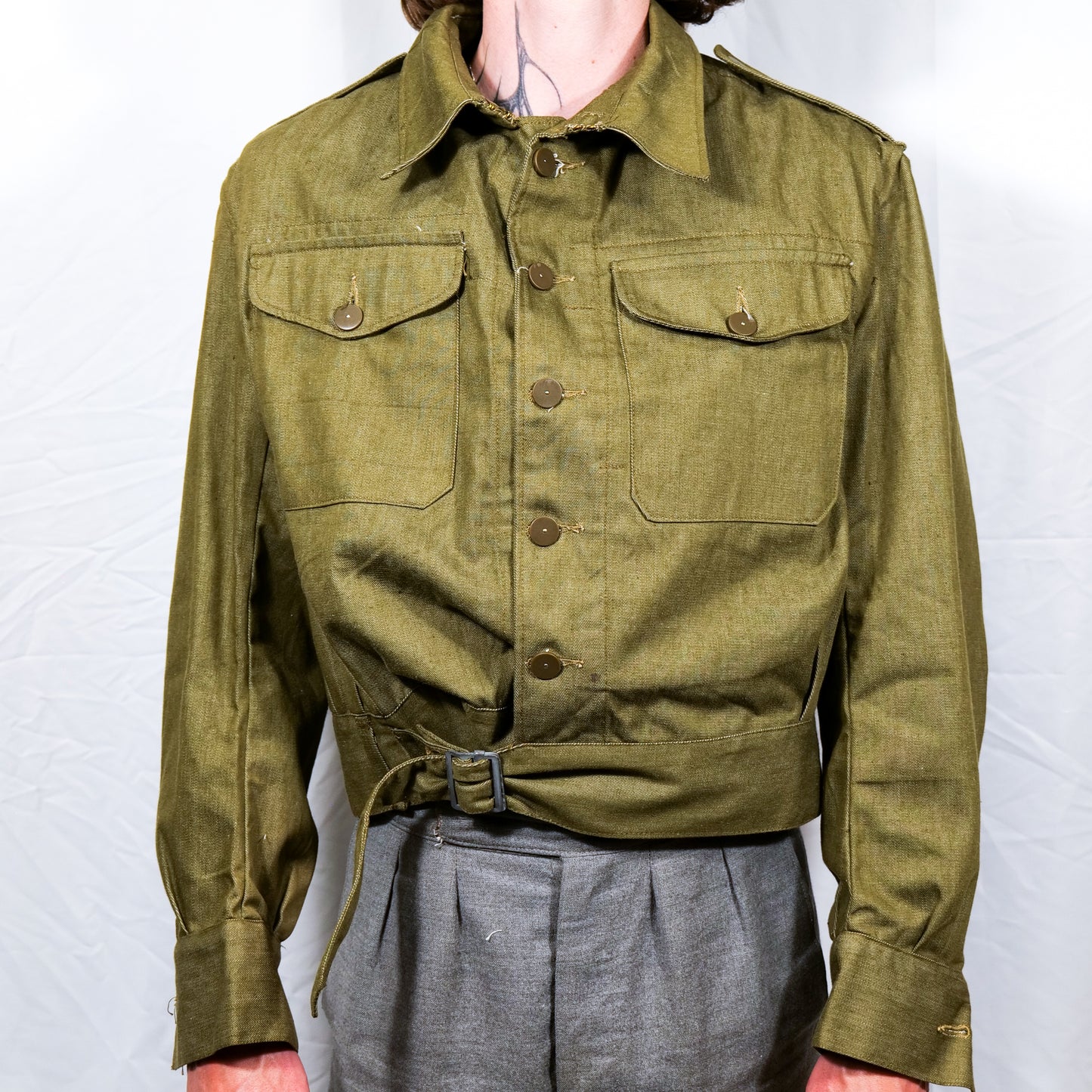 NOS Post WW2 Dated 1952 British Army Overalls Denim Blouse Jacket