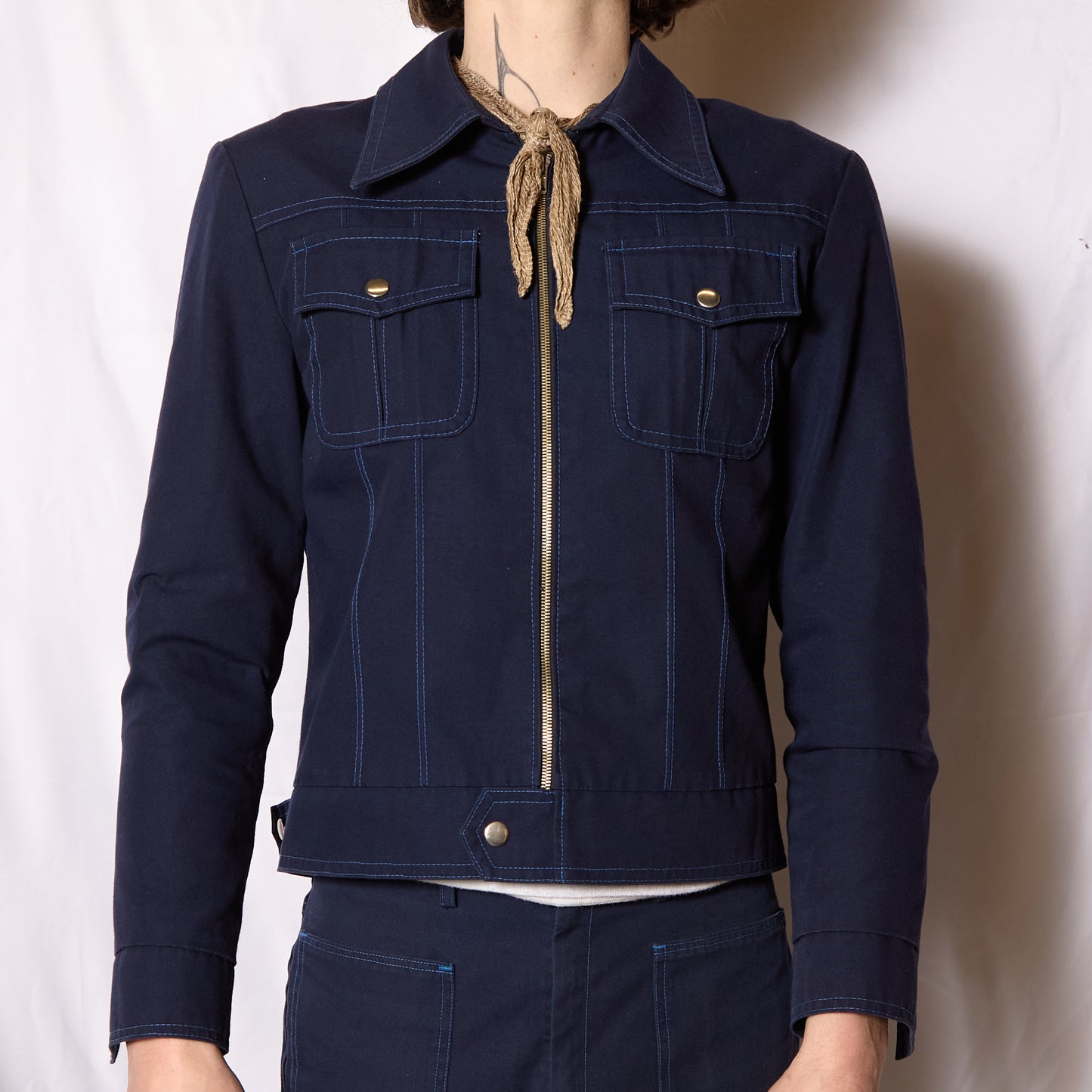 British 1970s Flared Blouson Jacket Suit By "St Michael"