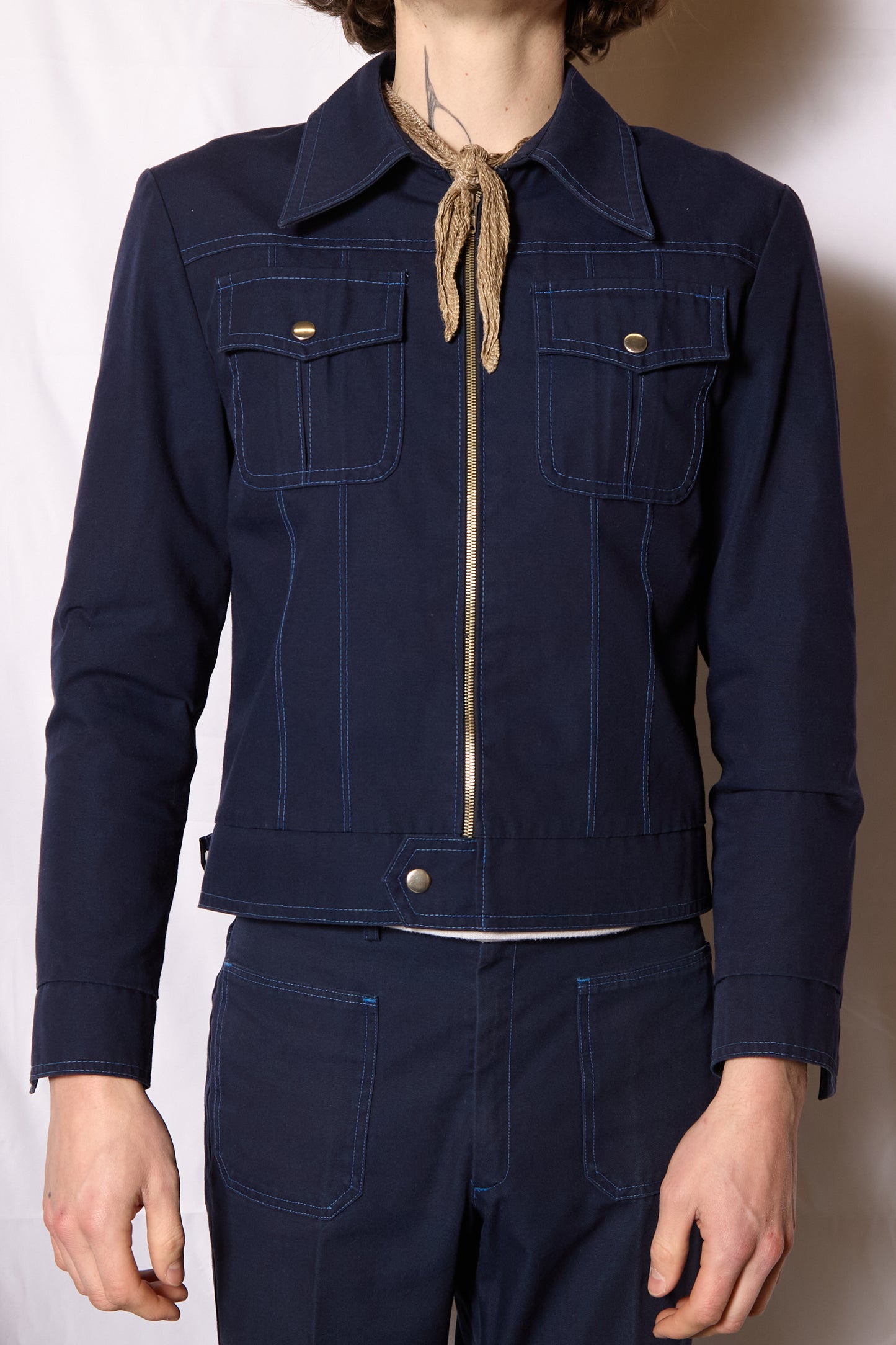 British 1970s Flared Blouson Jacket Suit By "St Michael"