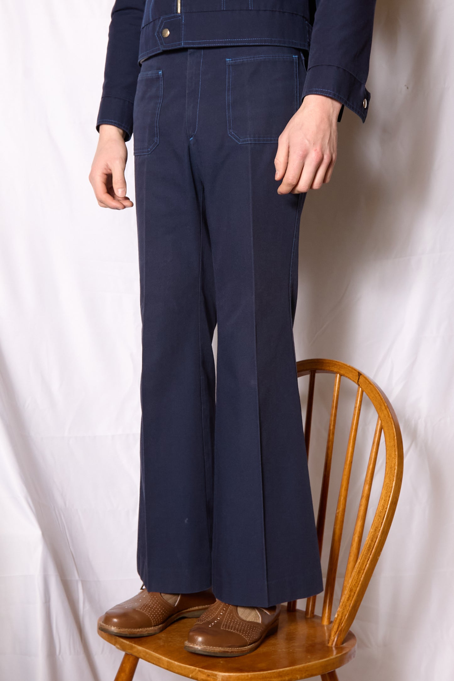 British 1970s Flared Blouson Jacket Suit By "St Michael"