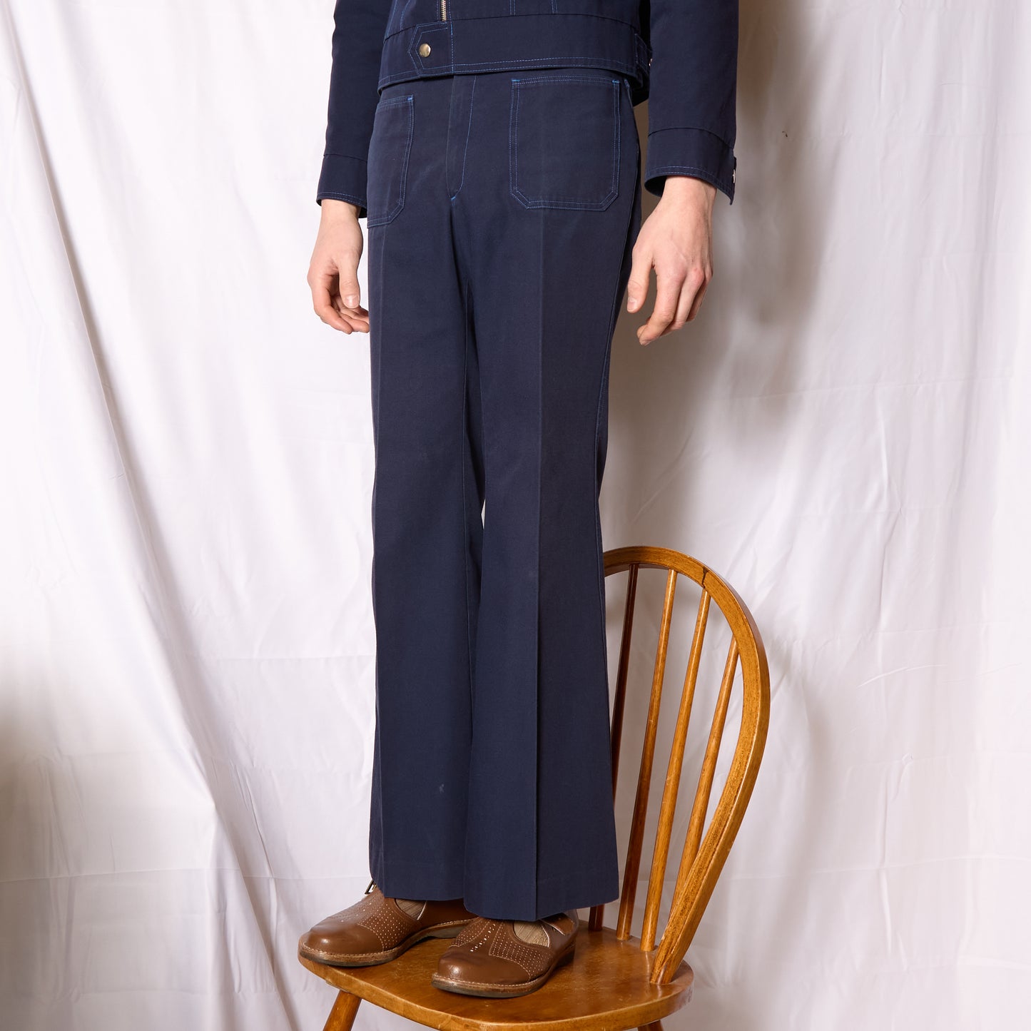 British 1970s Flared Blouson Jacket Suit By "St Michael"
