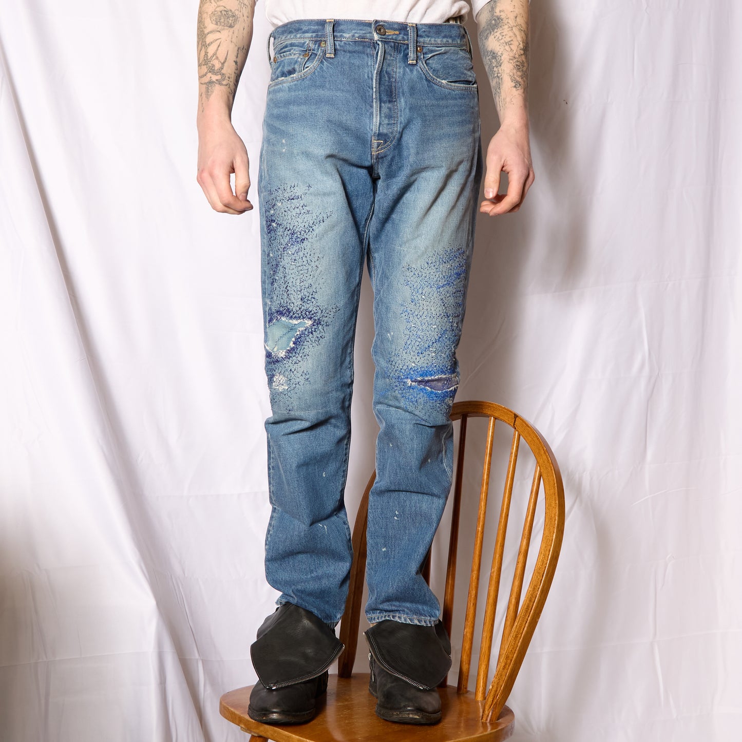 Kapital Cisco Scab Repair Stonewash Denim