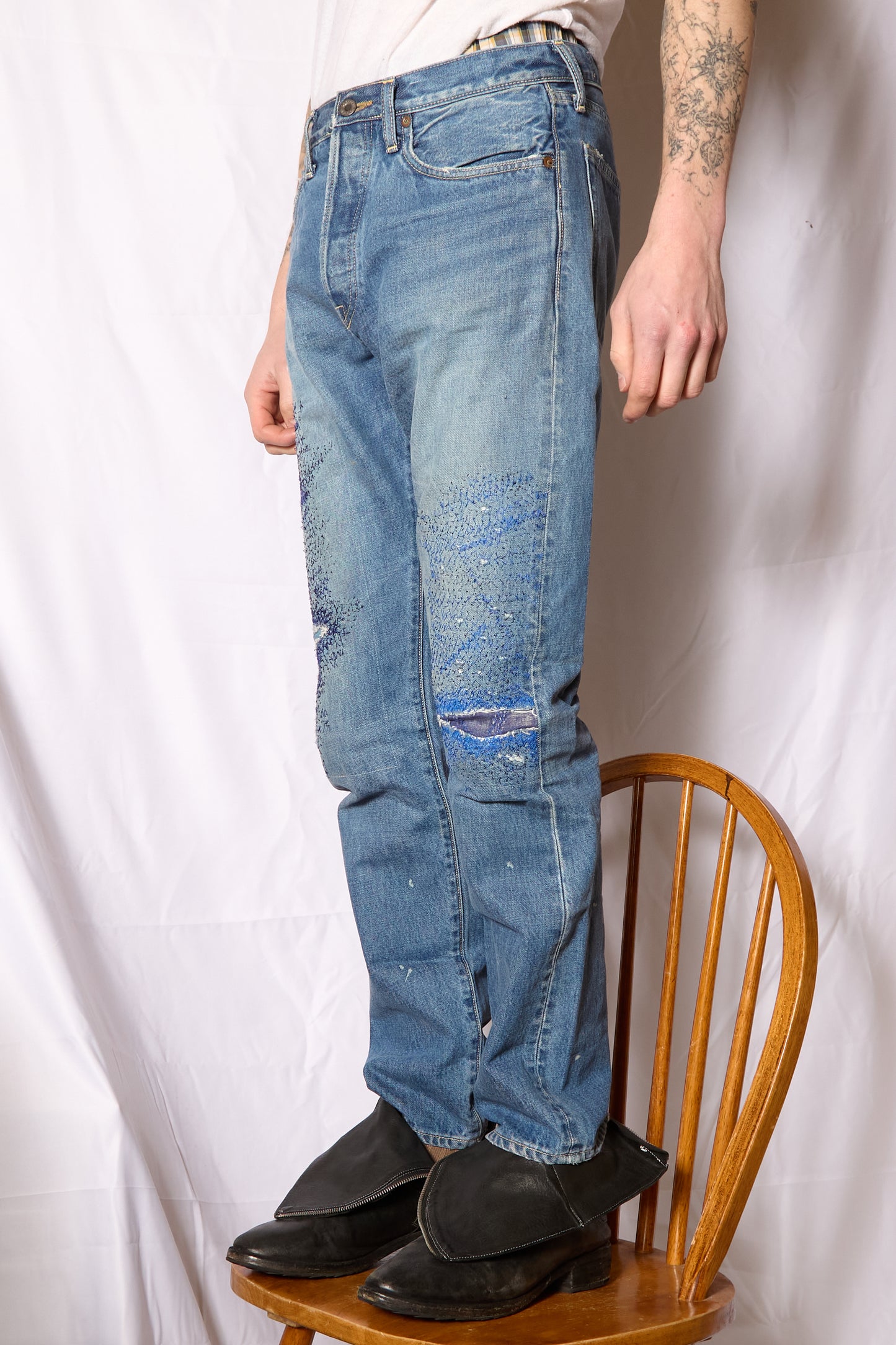 Kapital Cisco Scab Repair Stonewash Denim