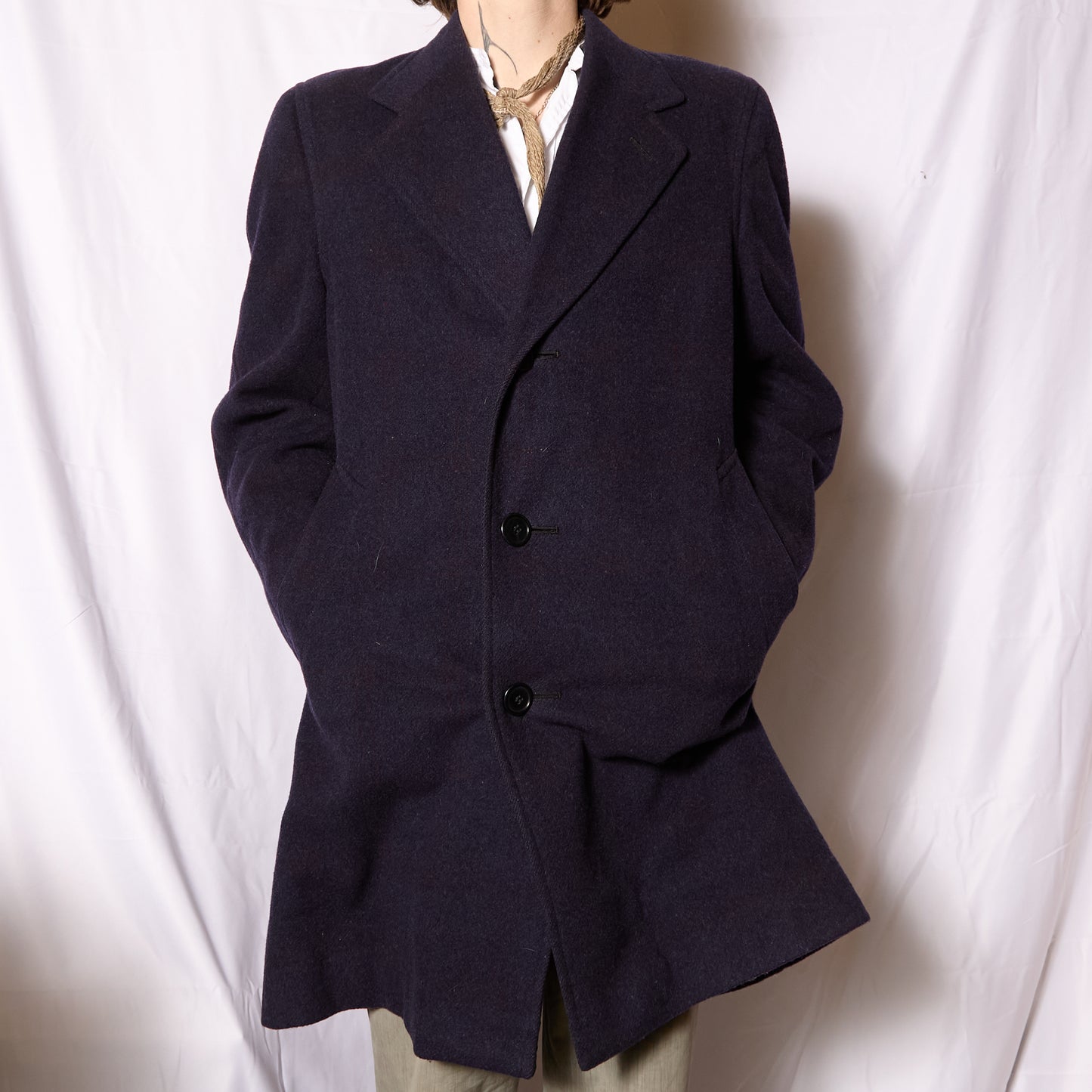 British CC41 1940s Utility Windowpane Overcoat By "Simpson" Piccadilly
