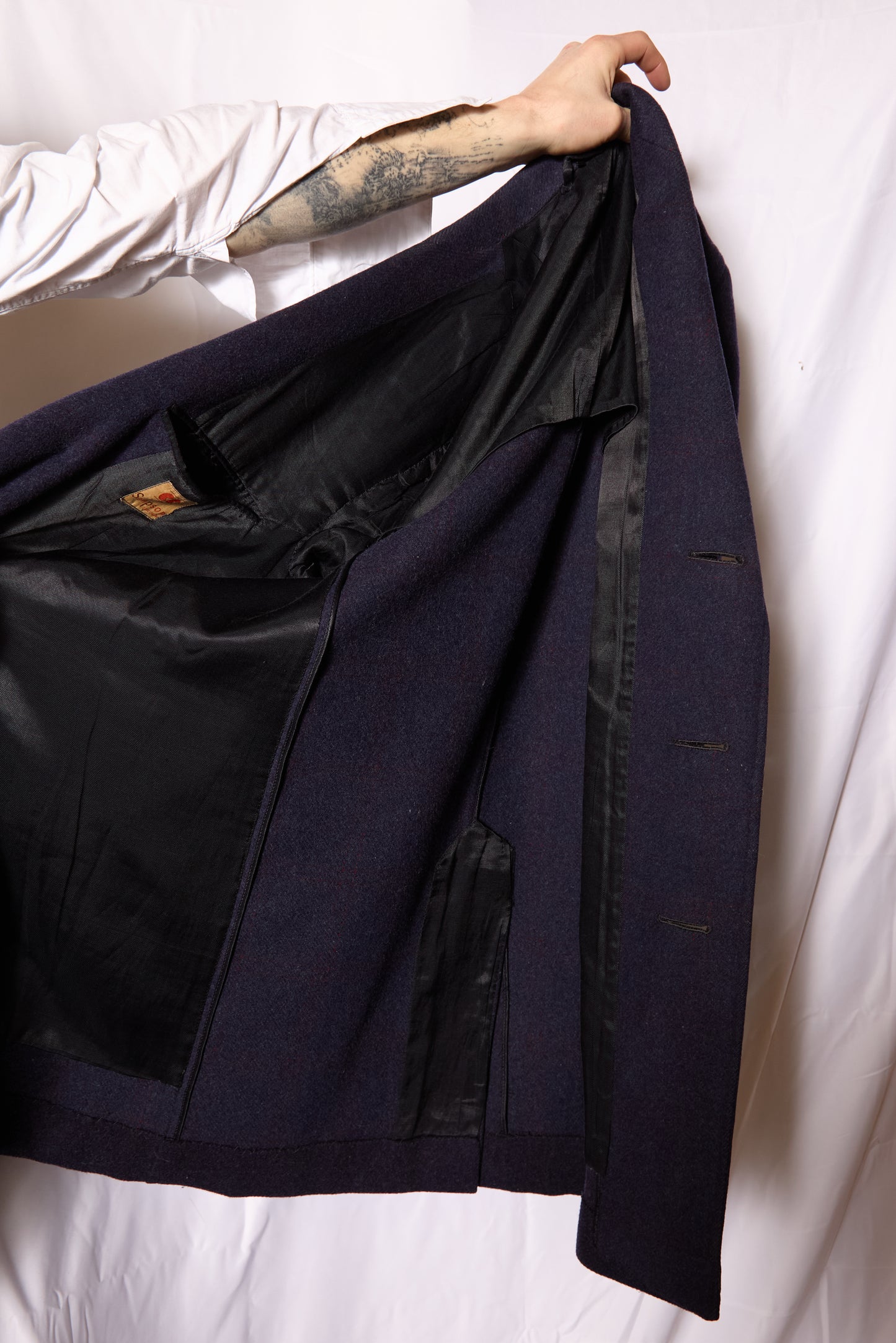British CC41 1940s Utility Windowpane Overcoat By "Simpson" Piccadilly