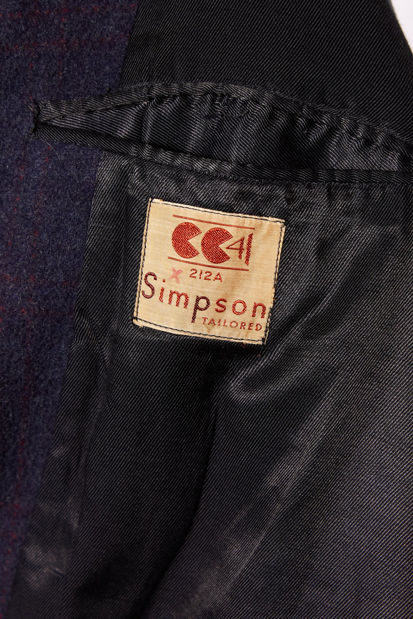 British CC41 1940s Utility Windowpane Overcoat By "Simpson" Piccadilly