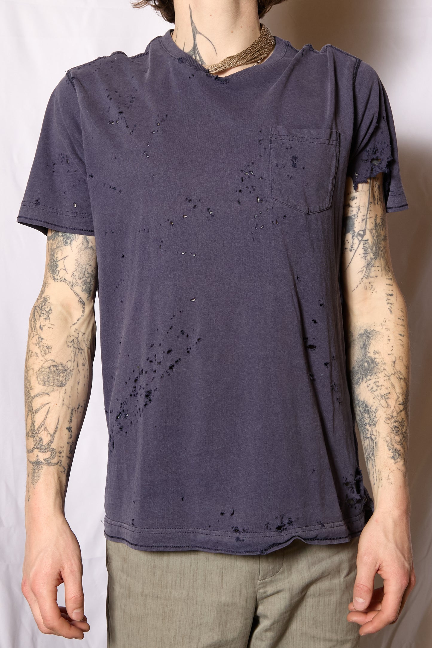 Thrashed Heavy Weight Cotton Faded T Shirt