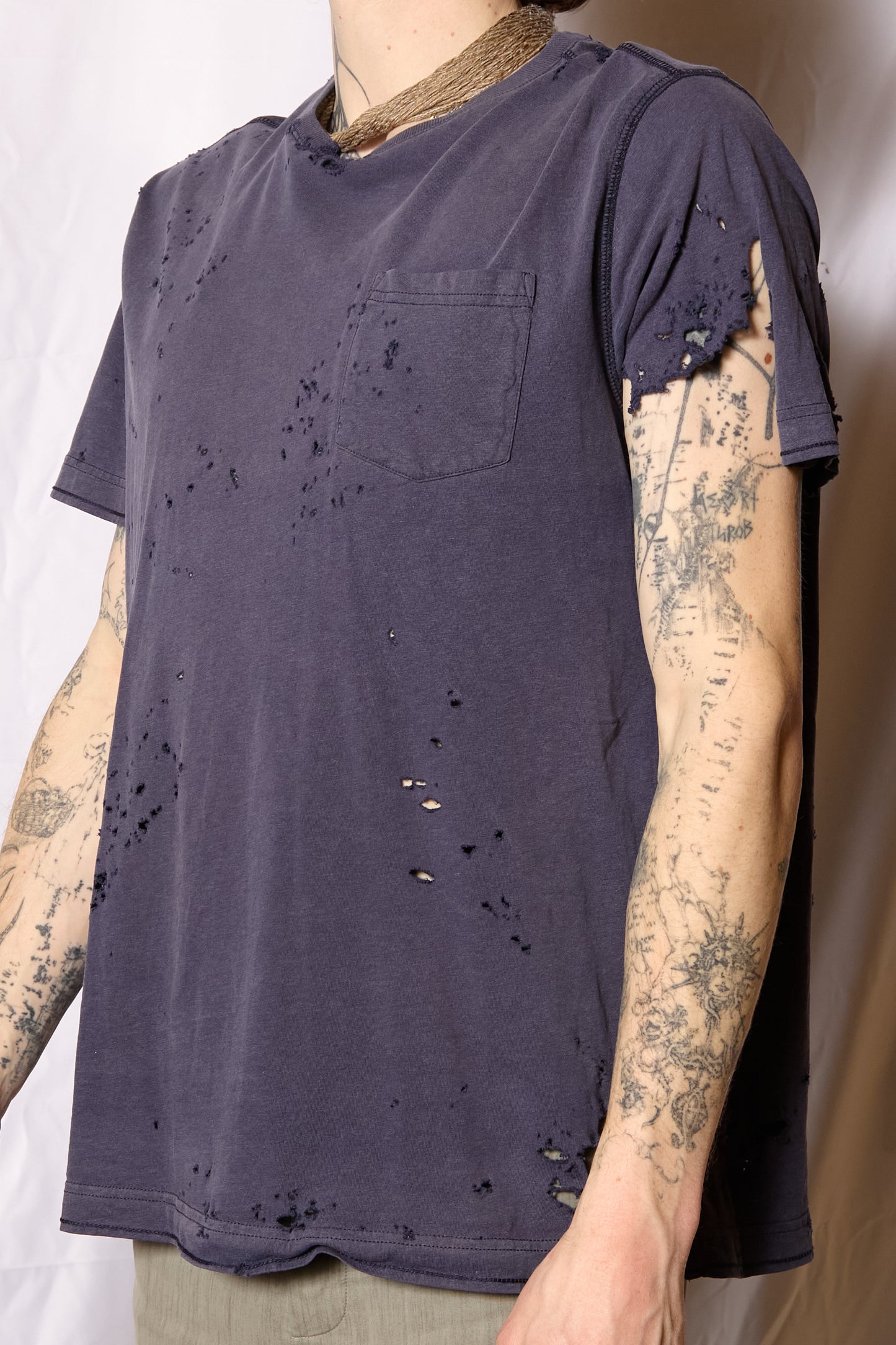 Thrashed Heavy Weight Cotton Faded T Shirt