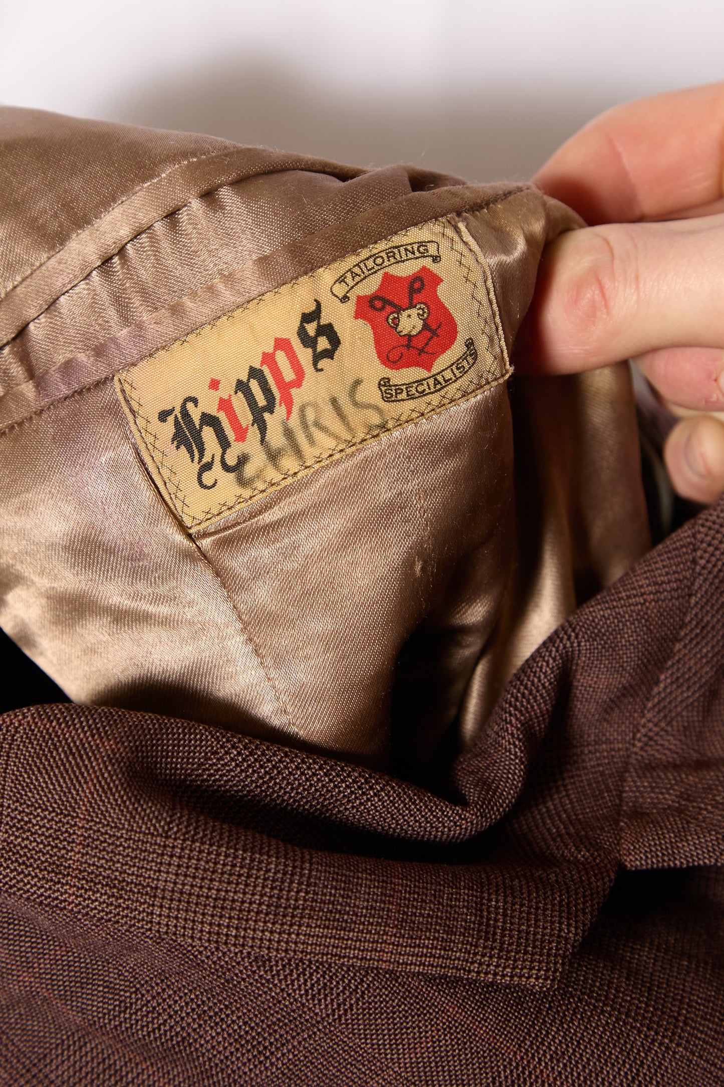 British 1940s Four Button Single Breasted Windowpane Blazer By "Hipps" Tailor