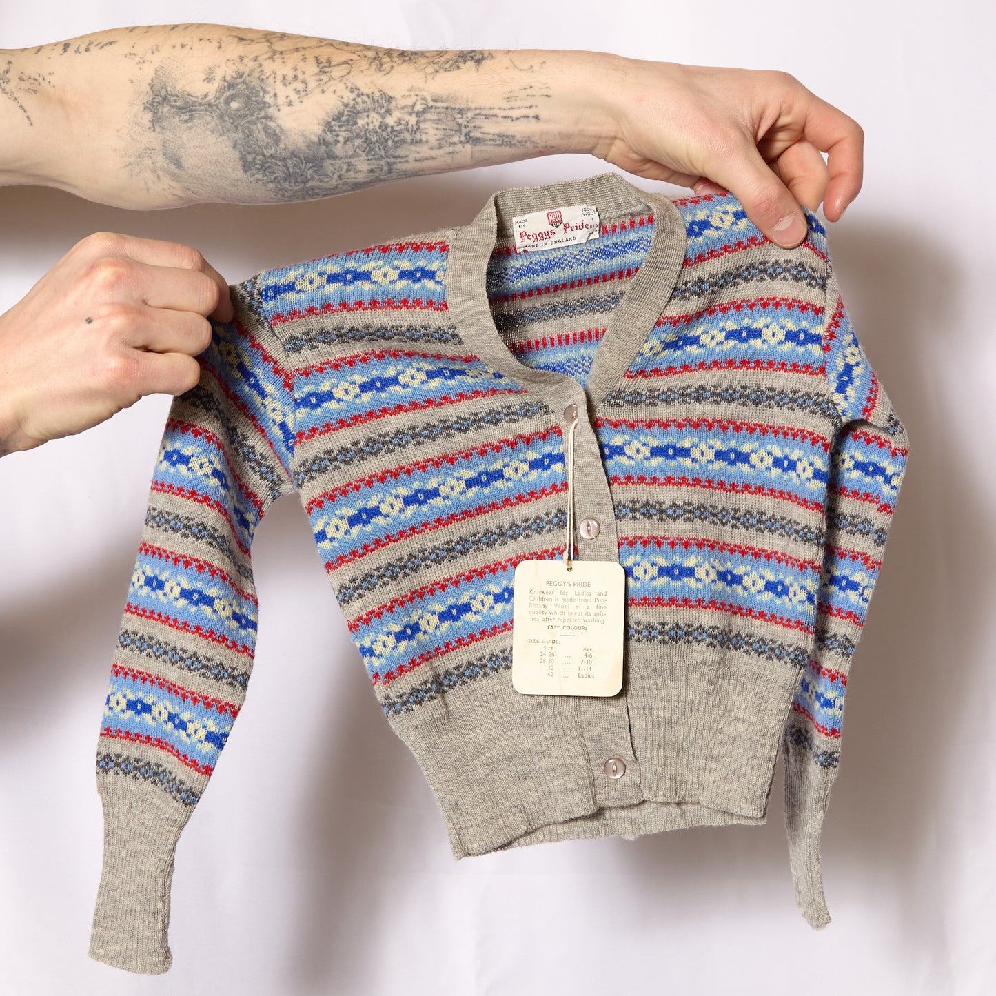 British 1940s NOS Children's Fair Isle Cardigan By Peggy Pride