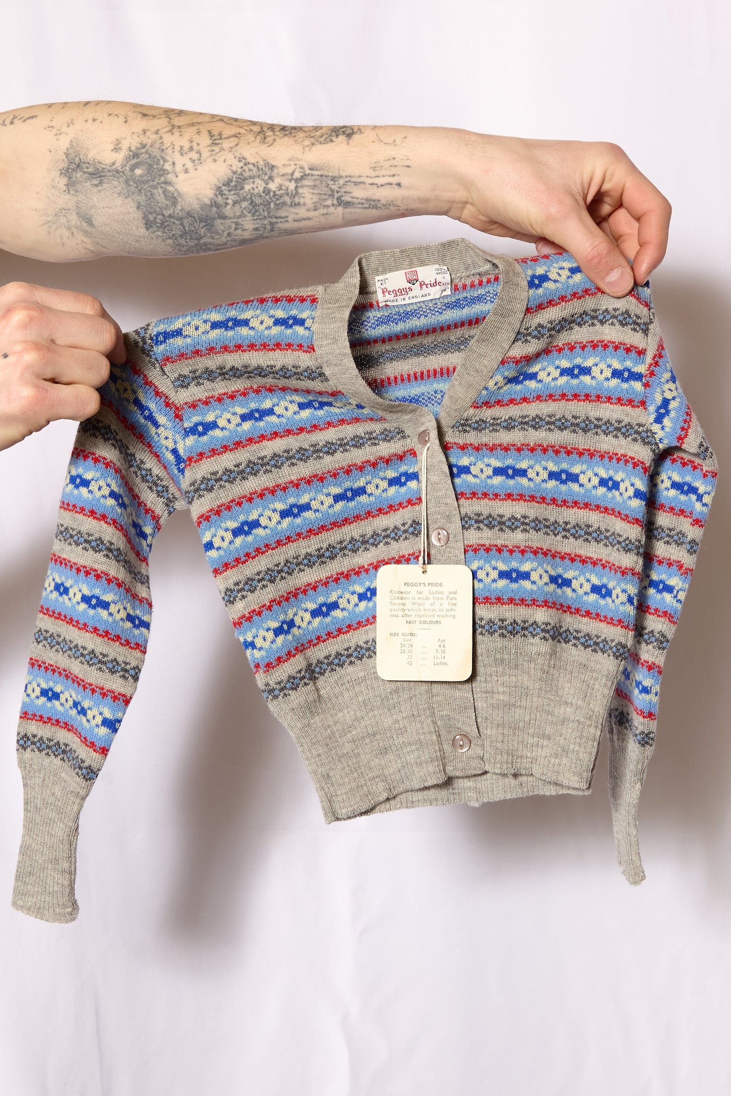 British 1940s NOS Children's Fair Isle Cardigan By Peggy Pride