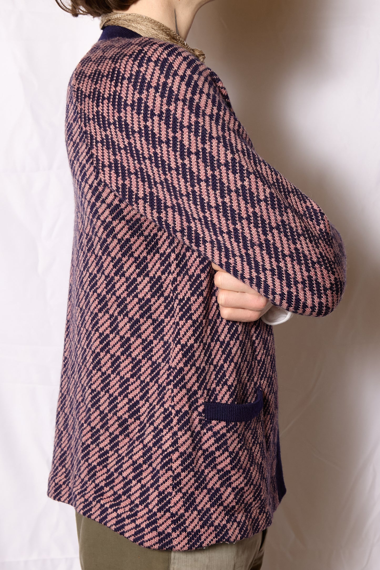 Korean 1970s Woolen Checked Pattern Jumper