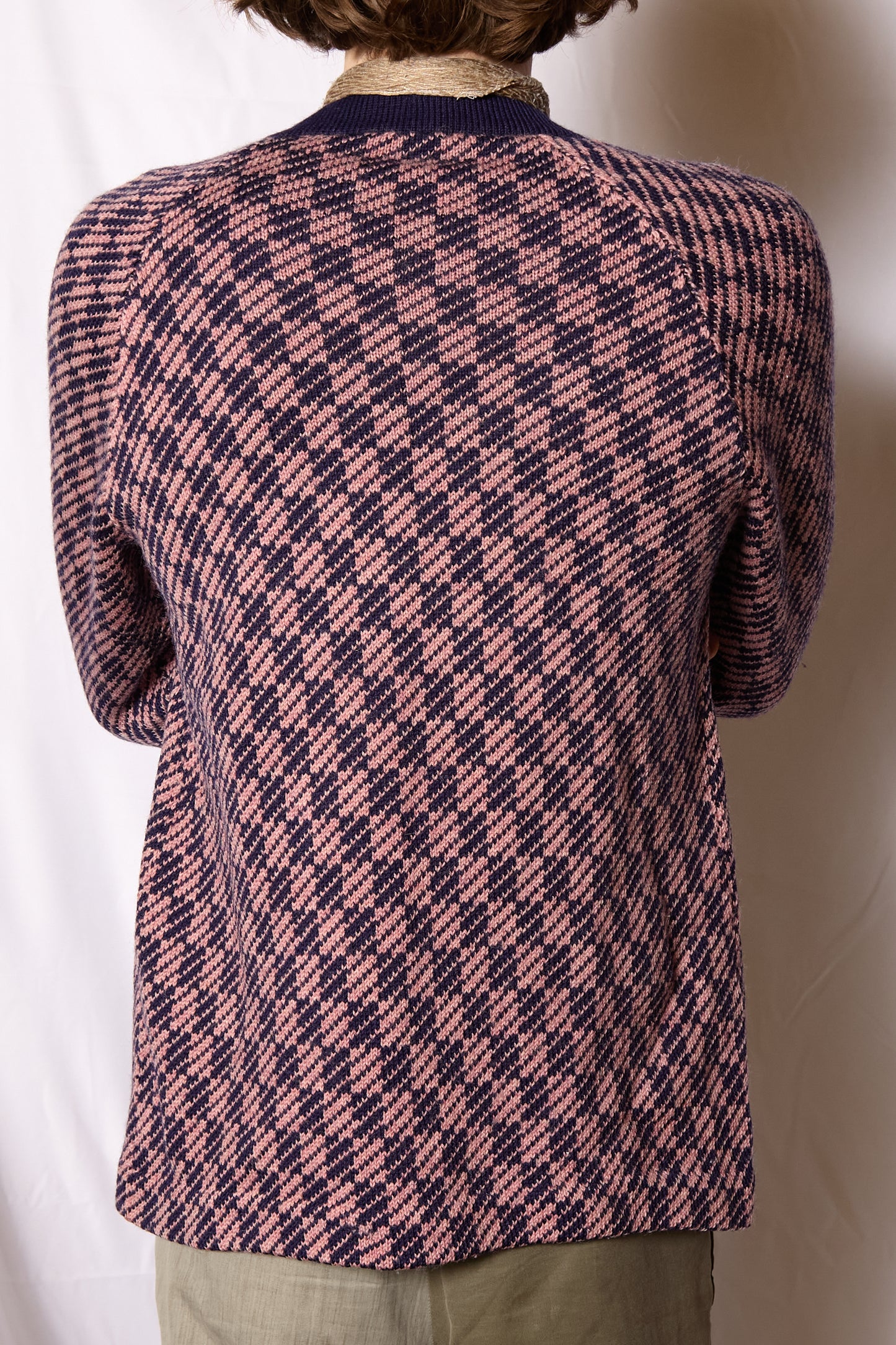 Korean 1970s Woolen Checked Pattern Jumper