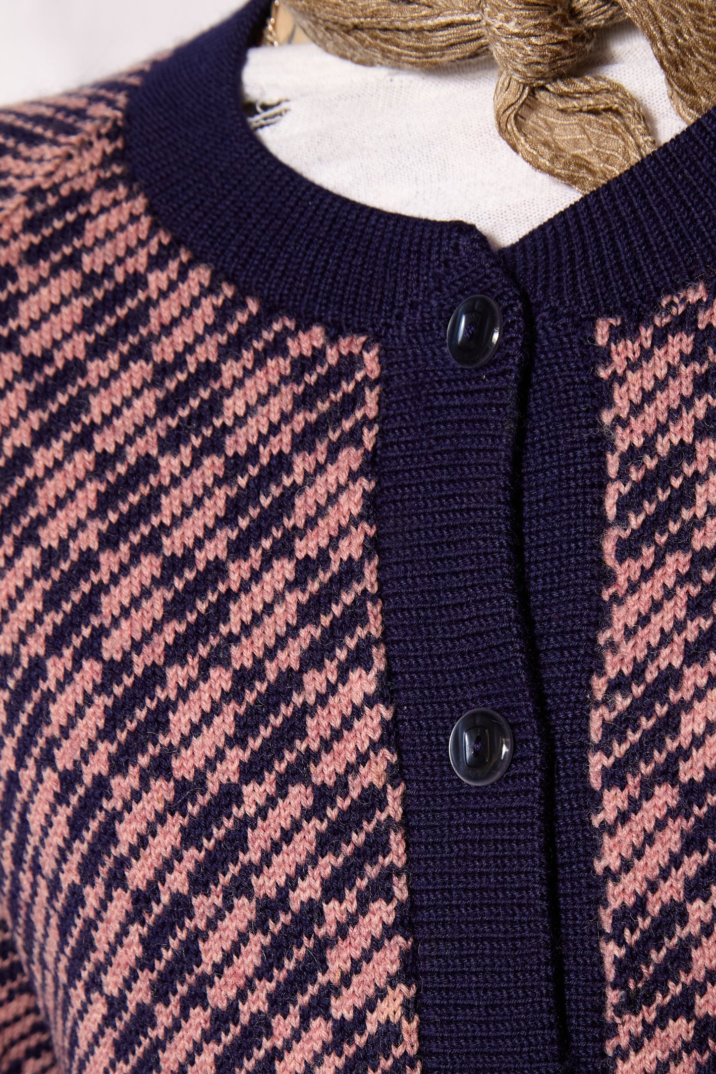 Korean 1970s Woolen Checked Pattern Jumper