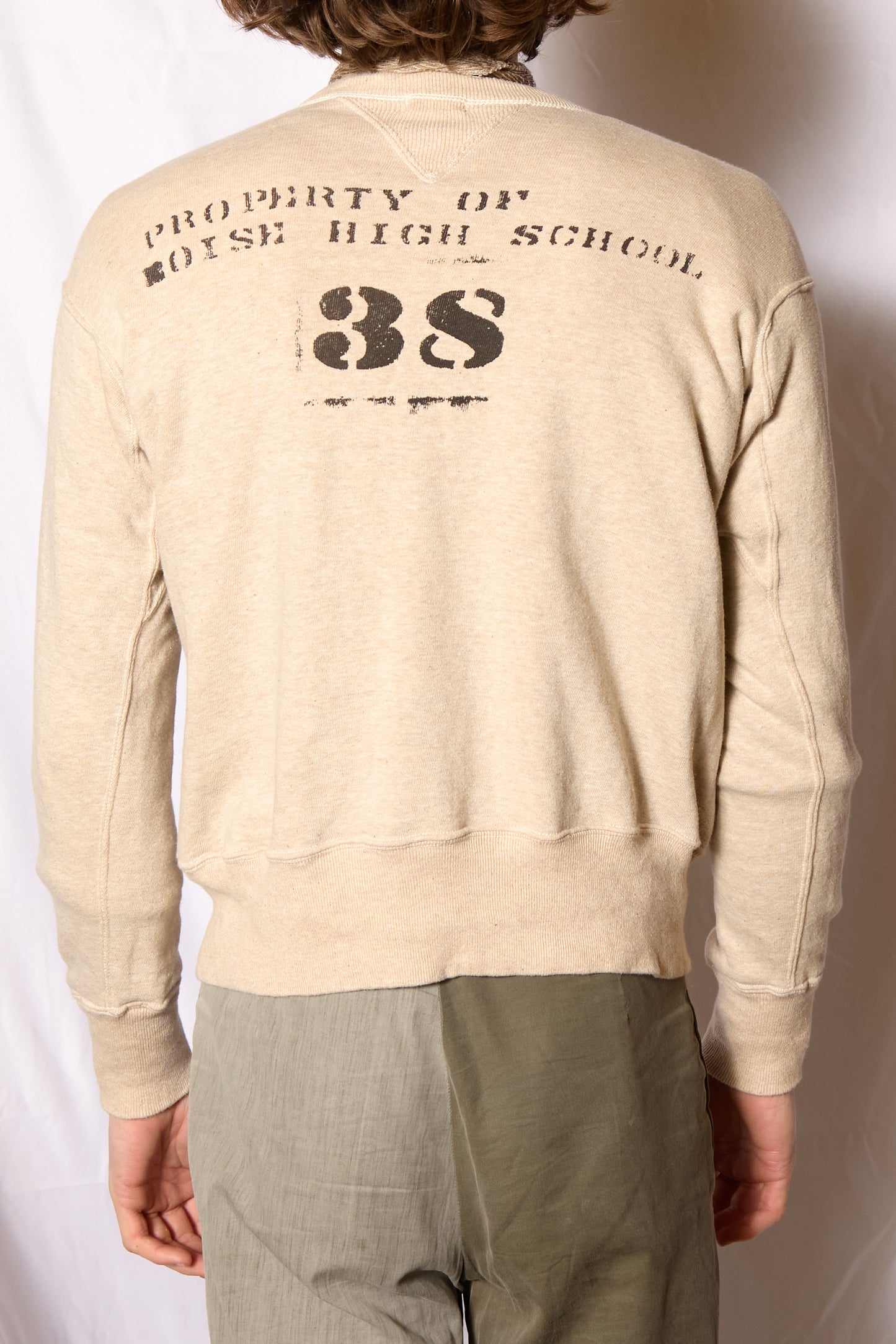 Made In Japan 1930s Symmetrical V Gusset Stencil University Crewneck