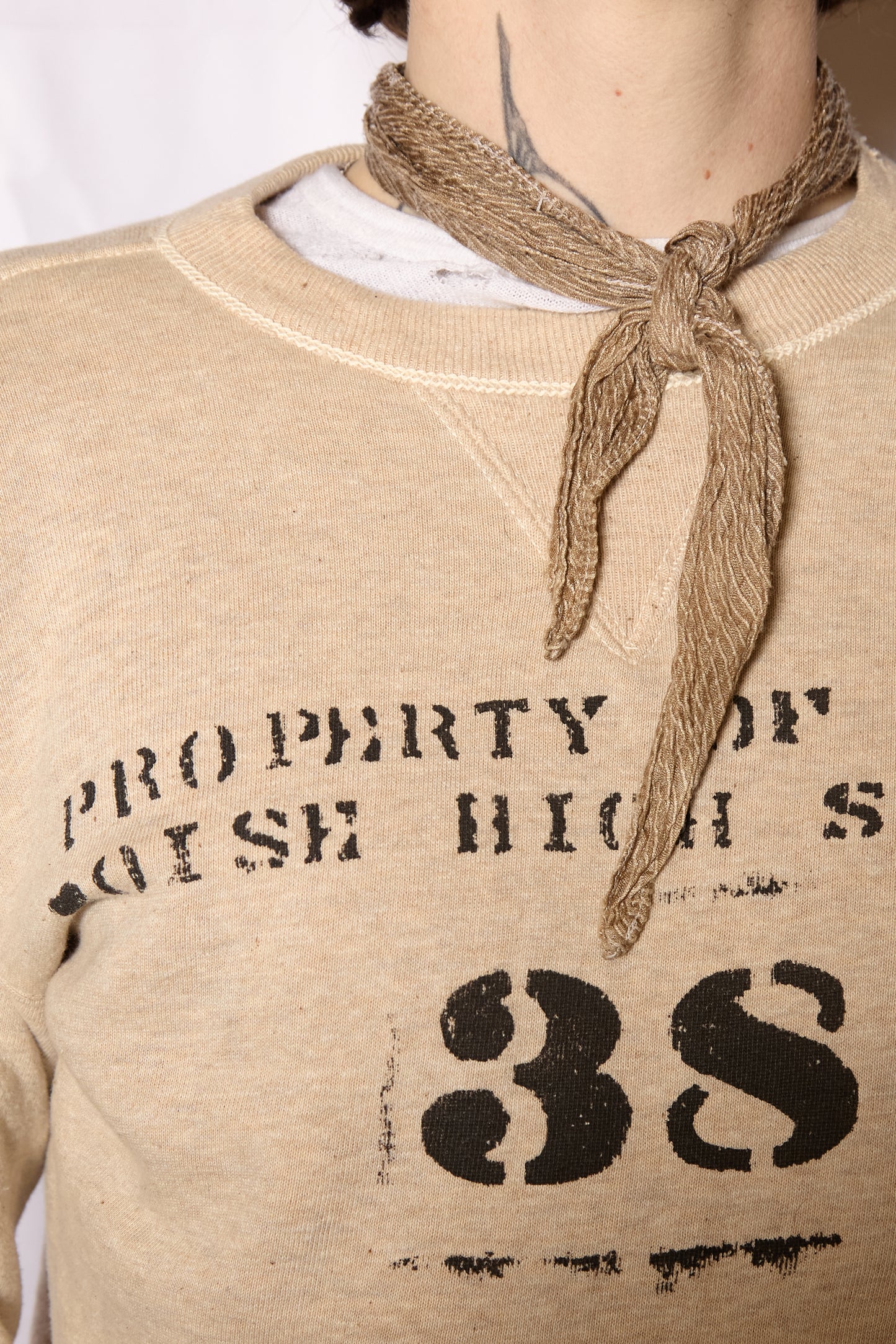 Made In Japan 1930s Symmetrical V Gusset Stencil University Crewneck