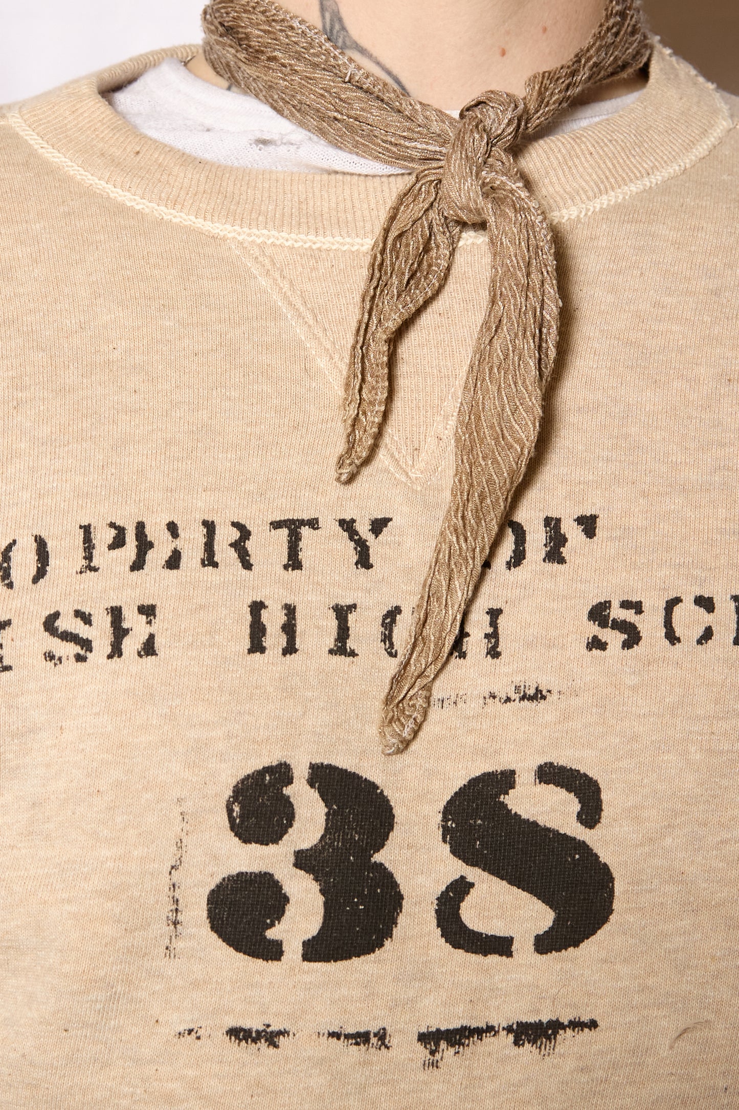 Made In Japan 1930s Symmetrical V Gusset Stencil University Crewneck