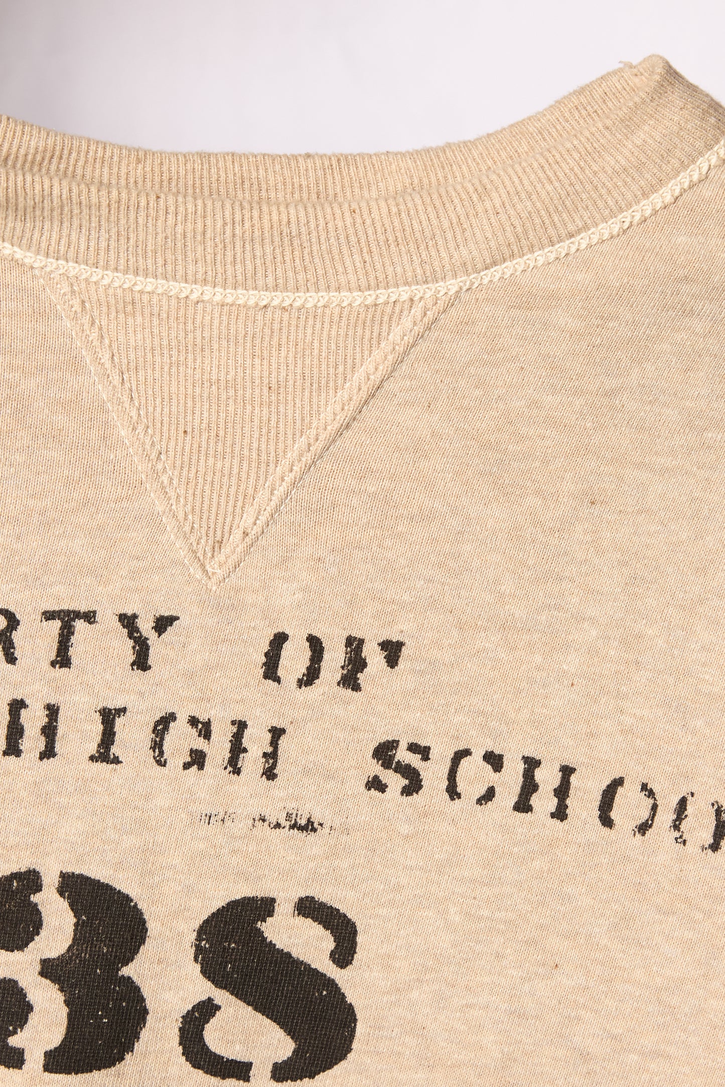 Made In Japan 1930s Symmetrical V Gusset Stencil University Crewneck