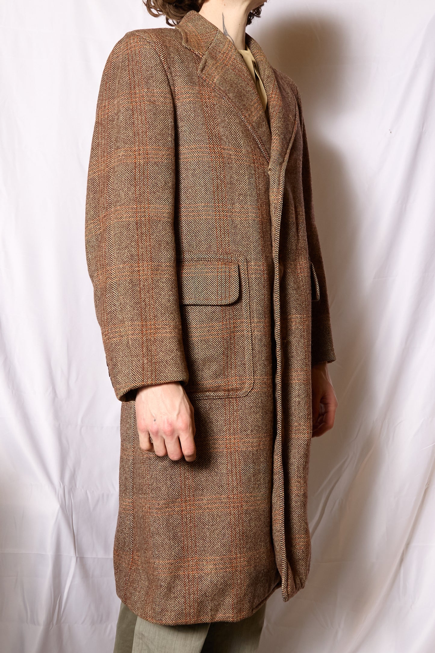 CC41 1940s Windowpane Single Breasted Overcoat