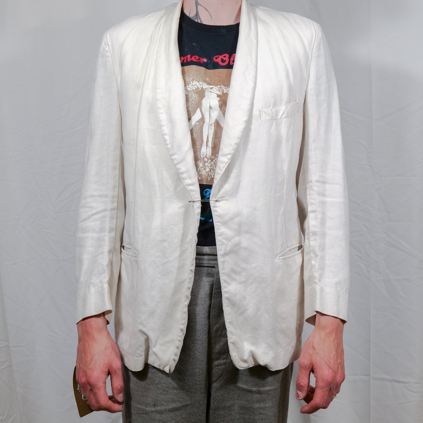 Irish Linen 1950s Summer Shawl Collar Jacket