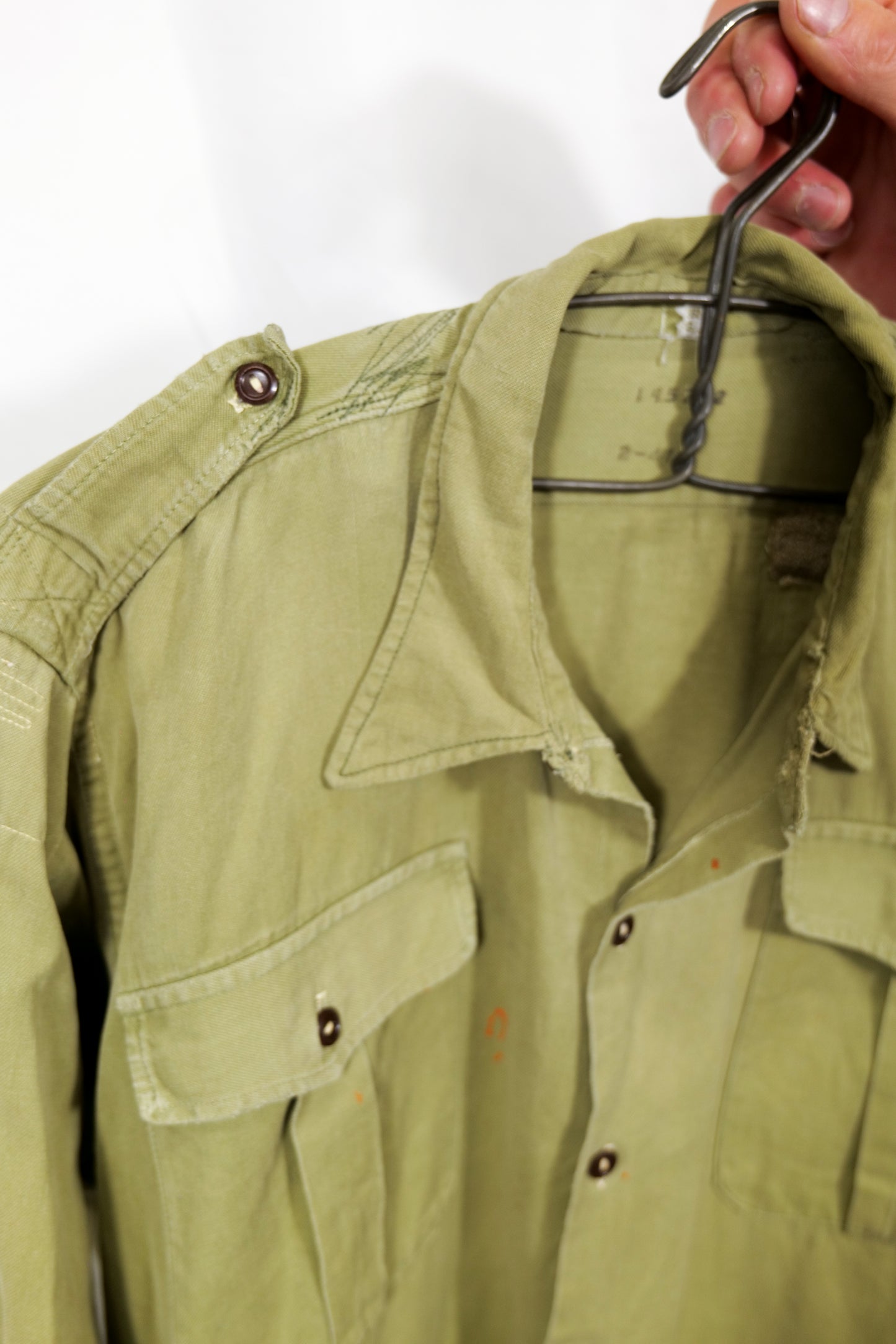 Belgian Army 1940s 1950s Repaired & Hand Darned Service Shirt