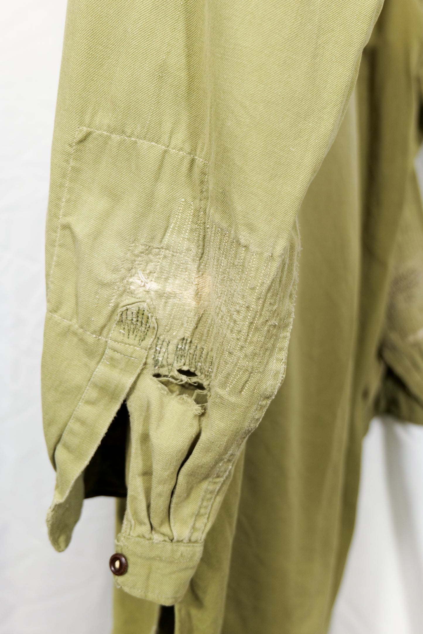 Belgian Army 1940s 1950s Repaired & Hand Darned Service Shirt