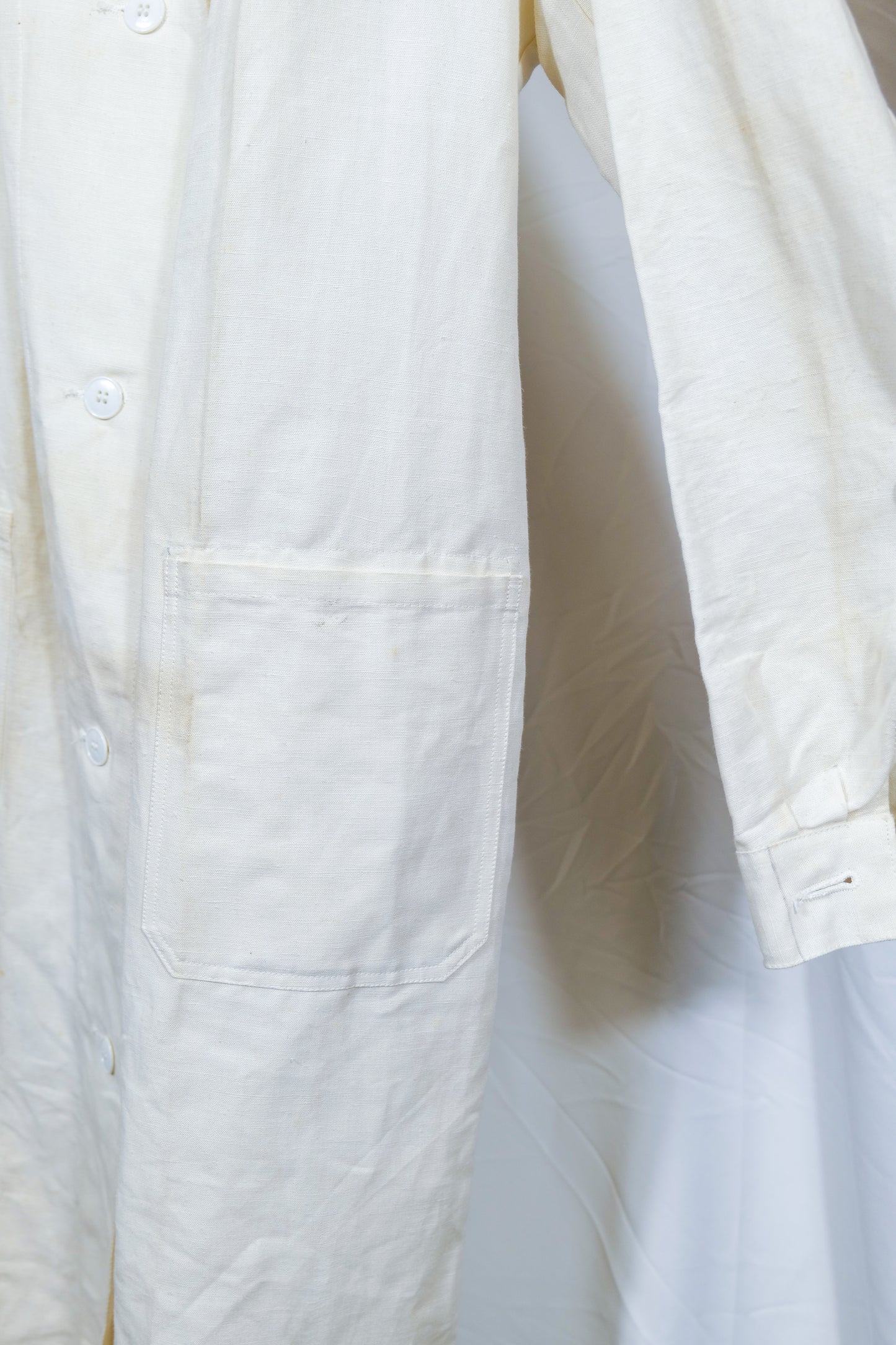French Army 1940s WW2 Linen Hemp Hospital Workwear Coat
