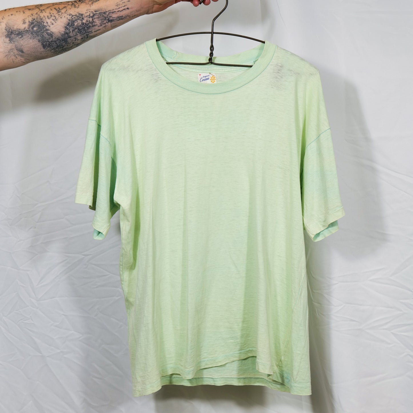 1960s Pastel Green/Lime Single Stitch Blank T Shirt
