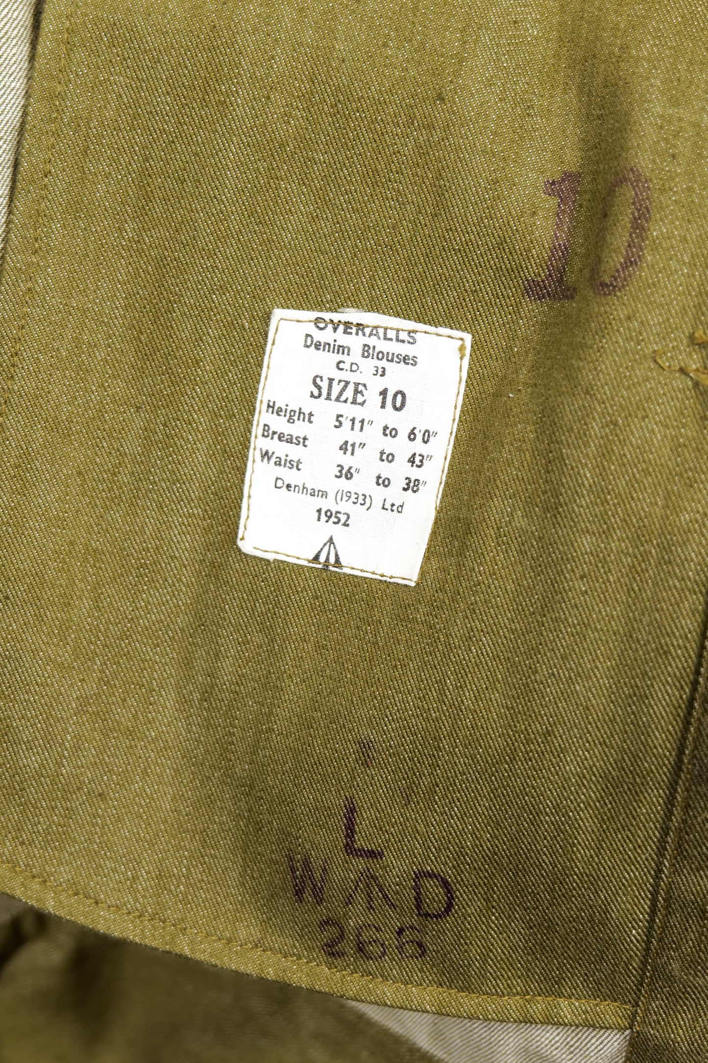 NOS Post WW2 Dated 1952 British Army Overalls Denim Blouse Jacket