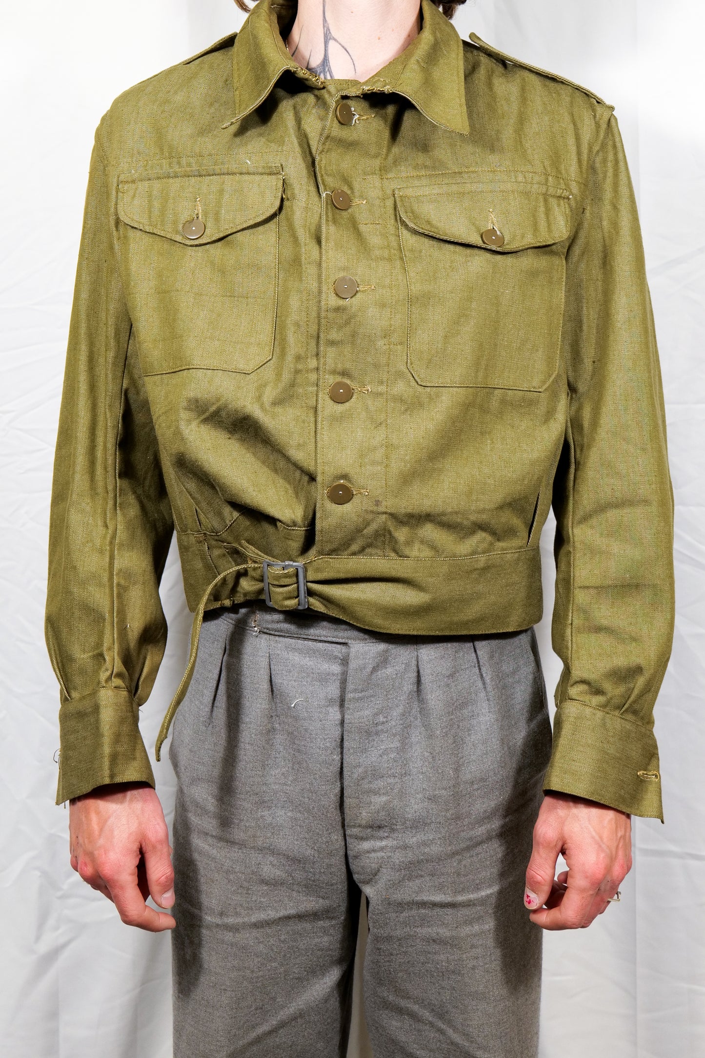 NOS Post WW2 Dated 1952 British Army Overalls Denim Blouse Jacket