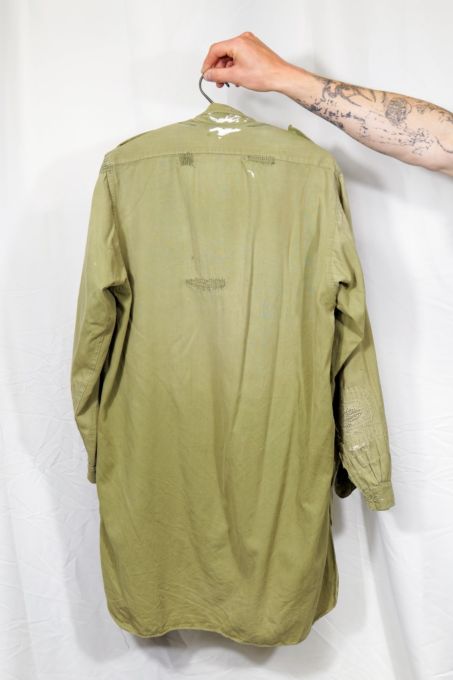 Belgian Army 1940s 1950s Repaired & Hand Darned Service Shirt