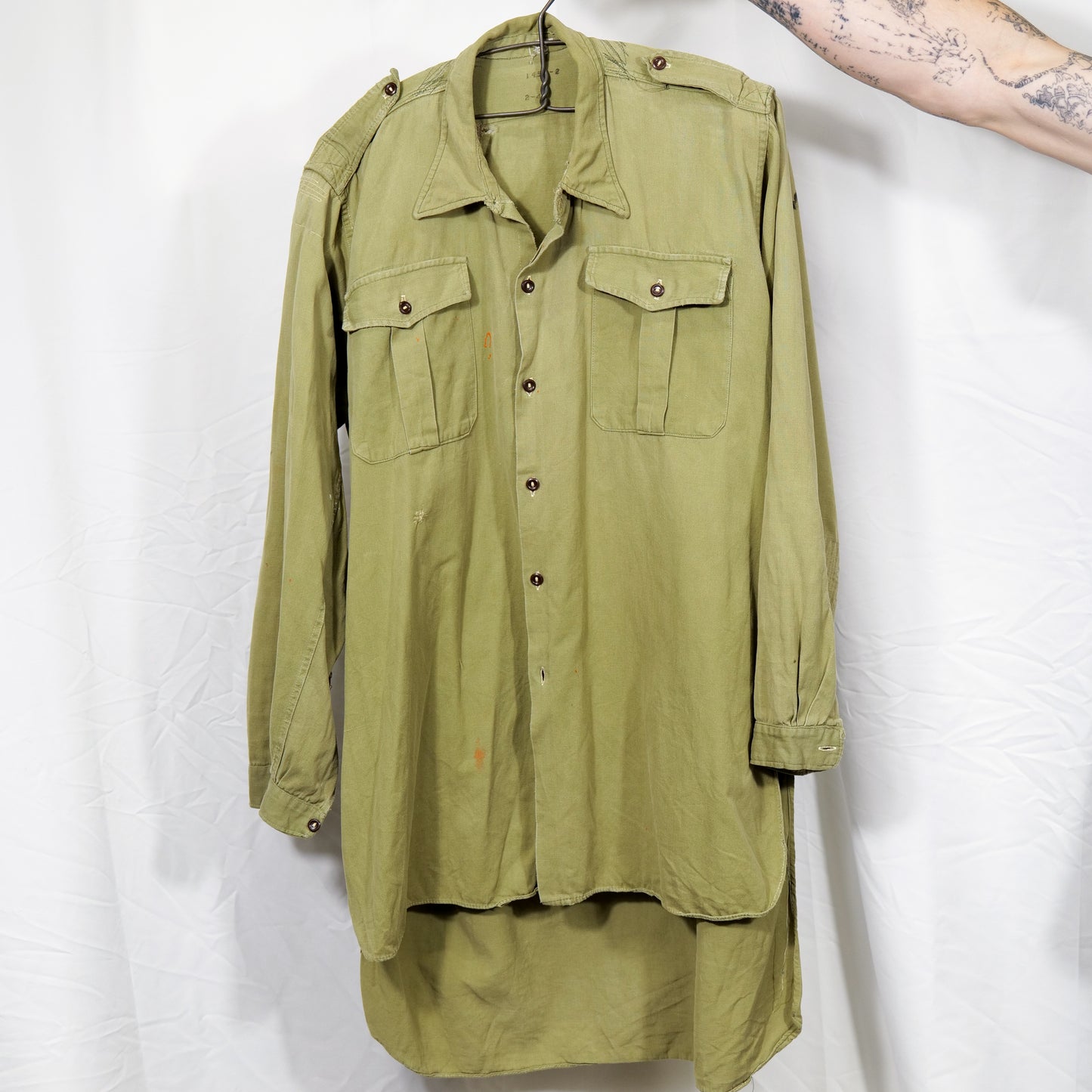 Belgian Army 1940s 1950s Repaired & Hand Darned Service Shirt