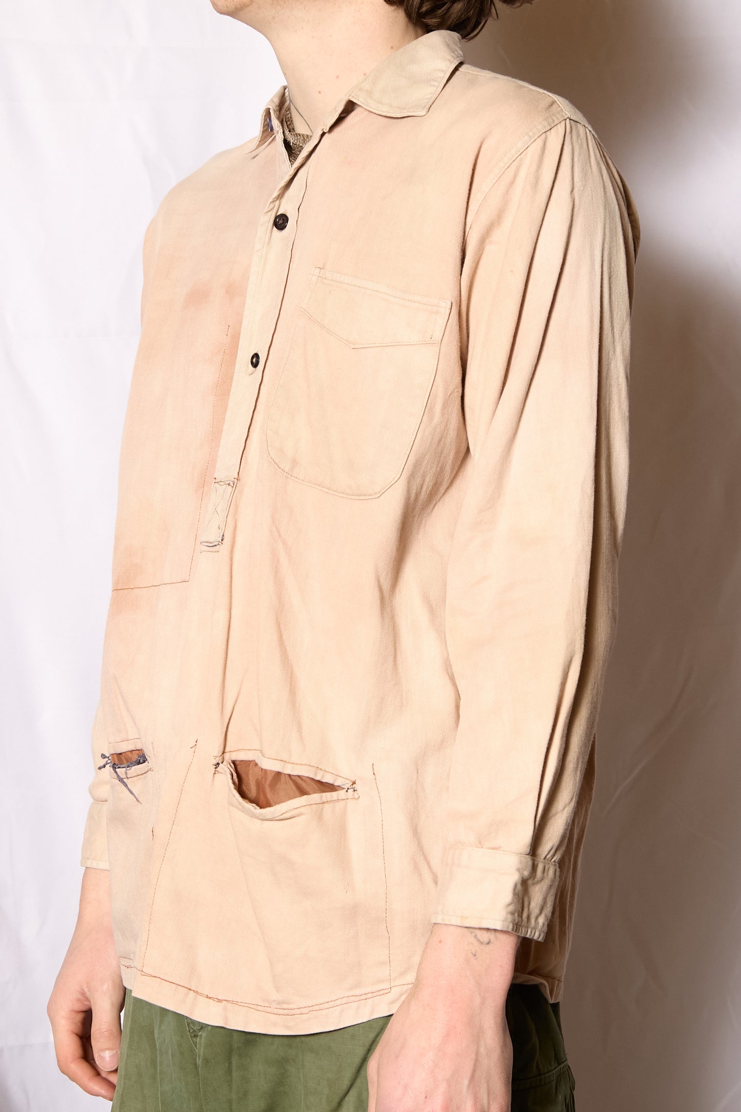 British 1940s Costume Altered Pyjama Shirt By Monument”