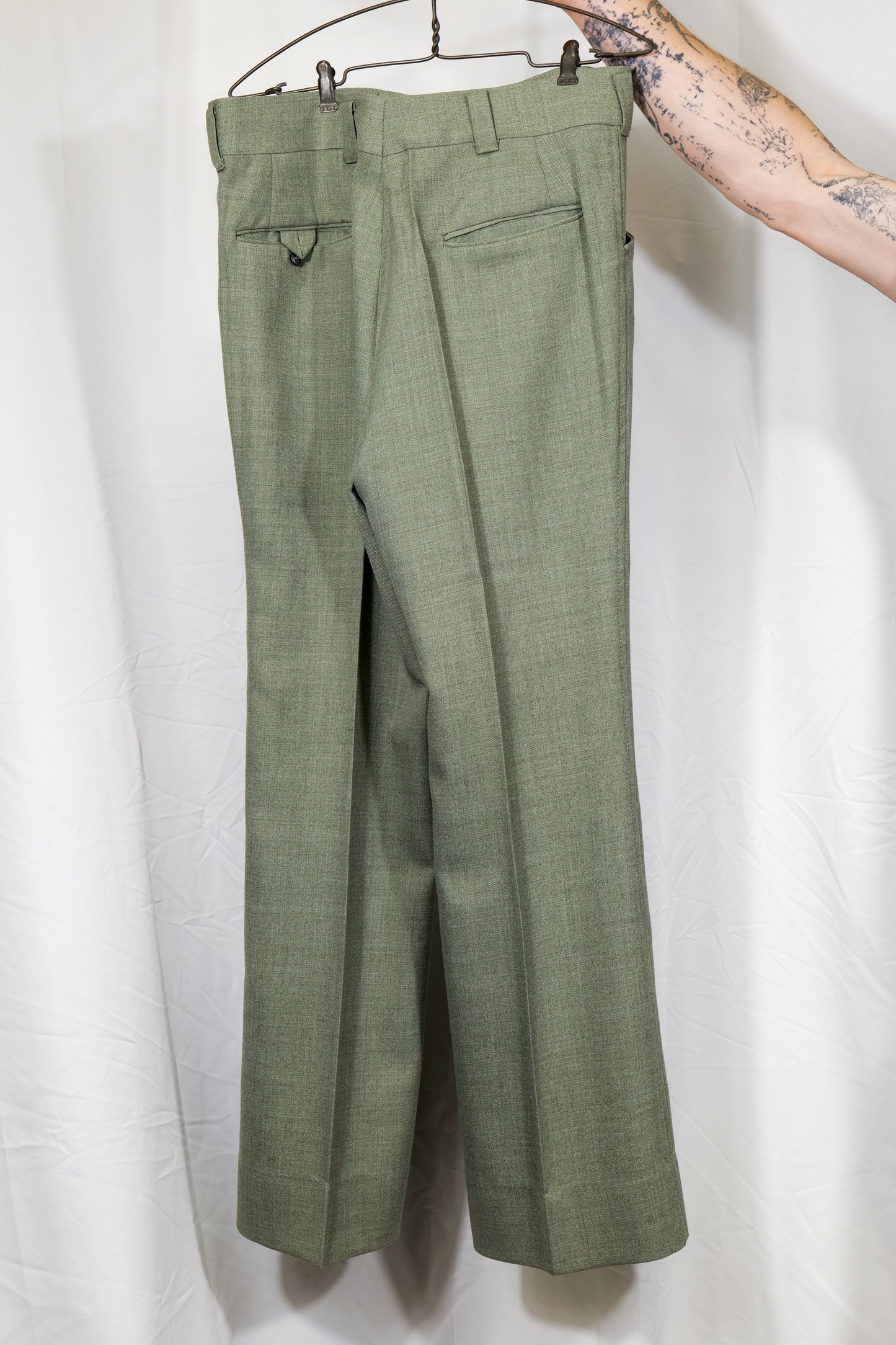 Made In USA 1970s Dagger Collar & Flared Trousers Suit Set