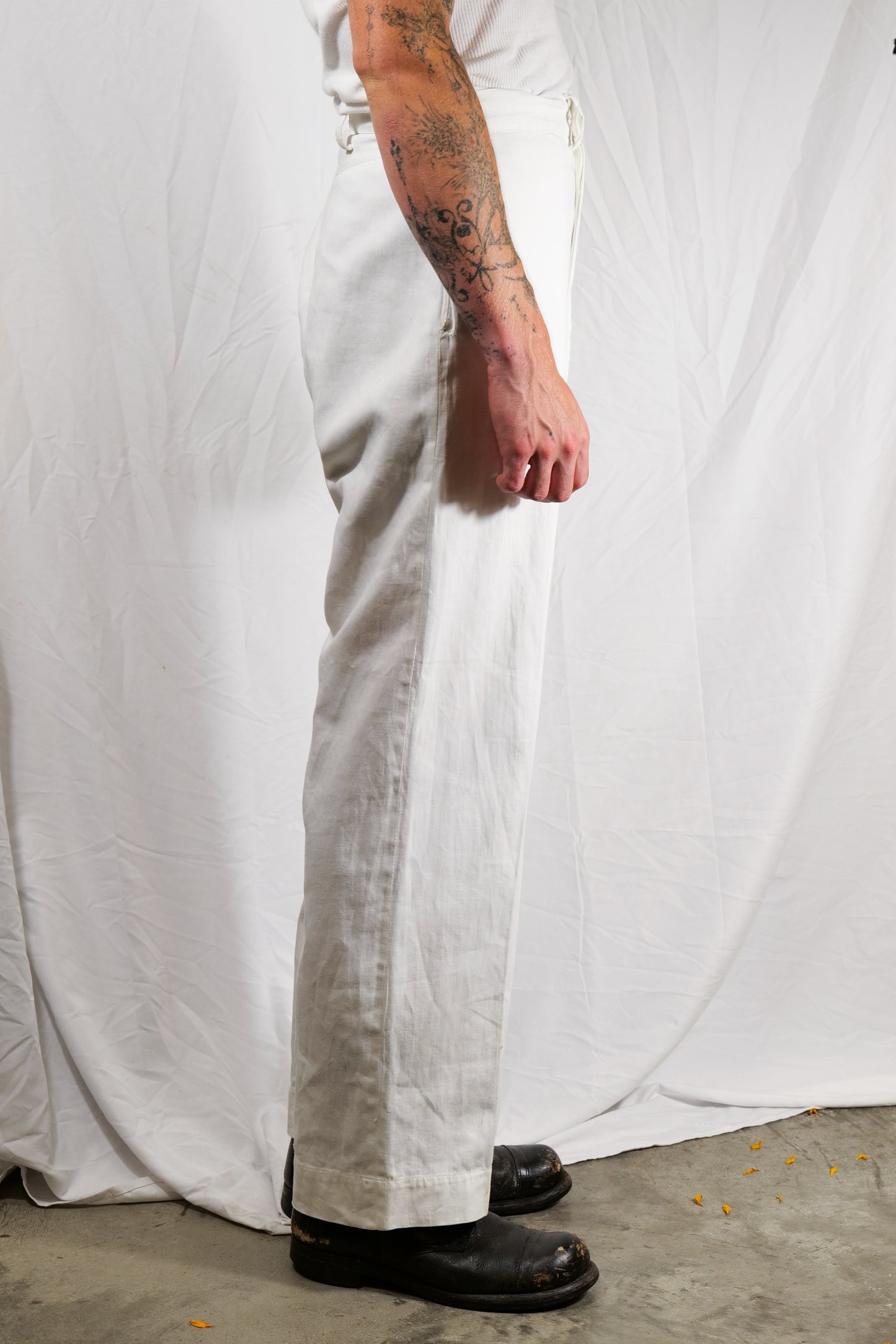 CC41 British Naval Trousers In White Drill Cotton