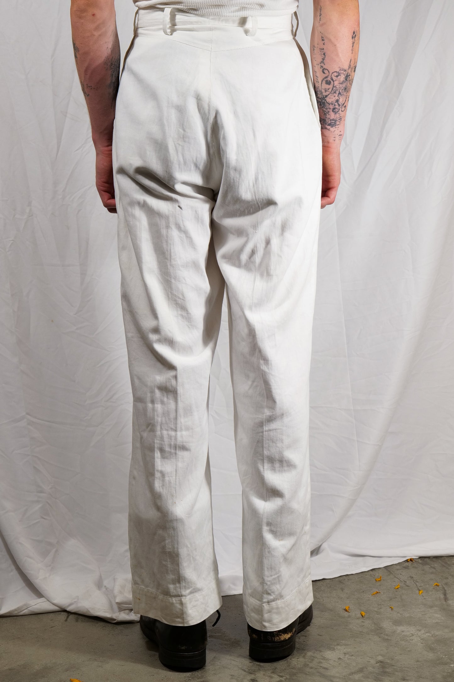 CC41 British Naval Trousers In White Drill Cotton