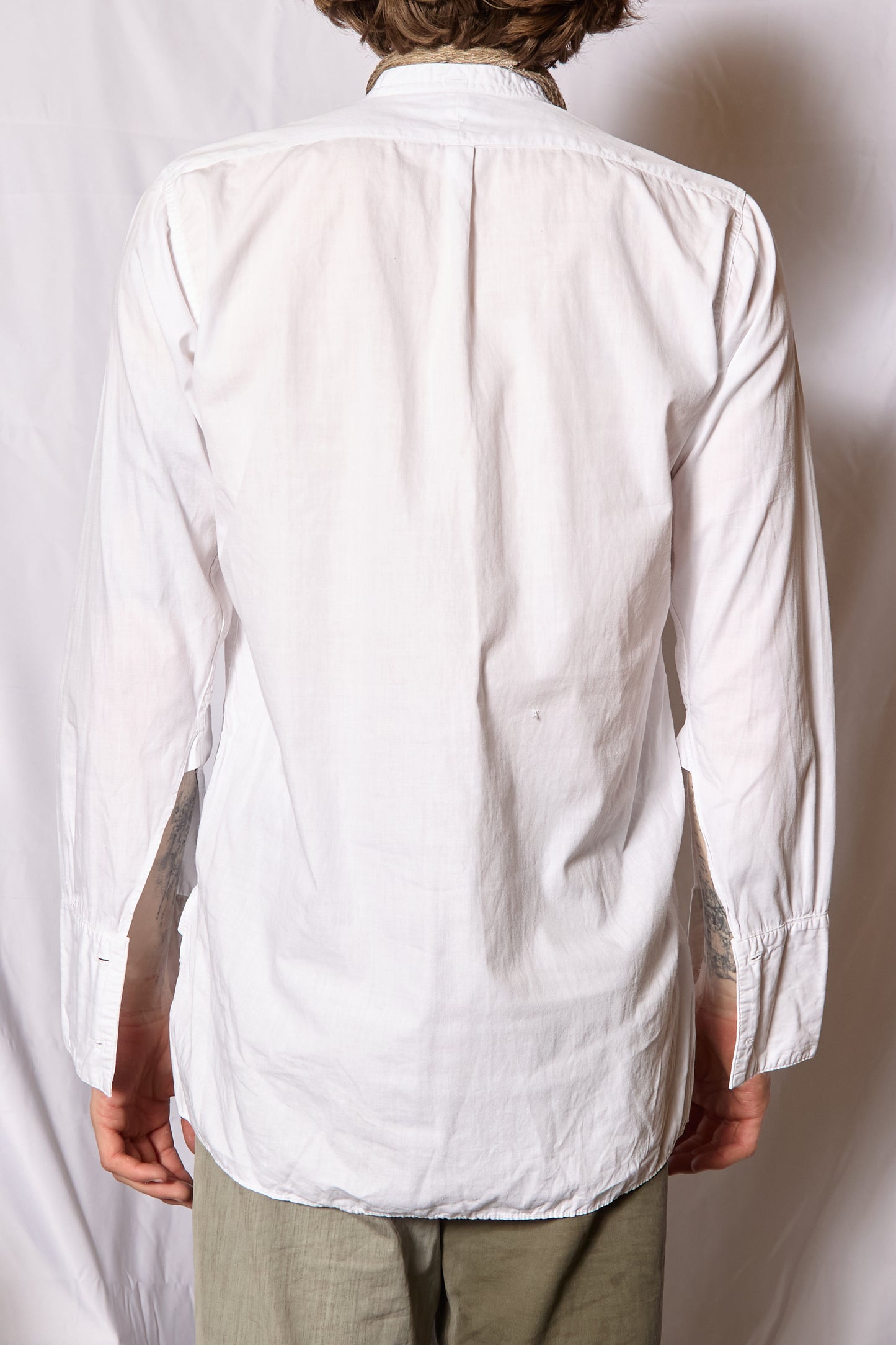 CC41 1940s British Box Placket Collarless Shirt “Sanforized” Cotton