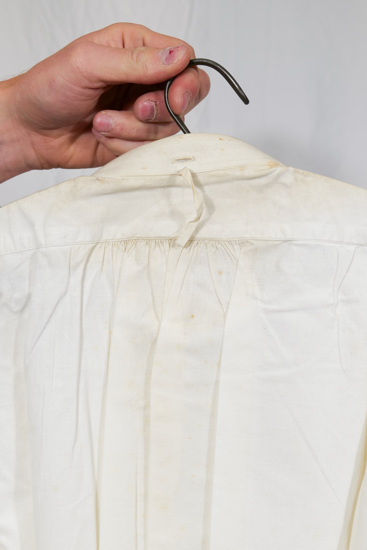 Deadstock British 1910s 1920s Structured Placket Triple Pleat Dress Shirt