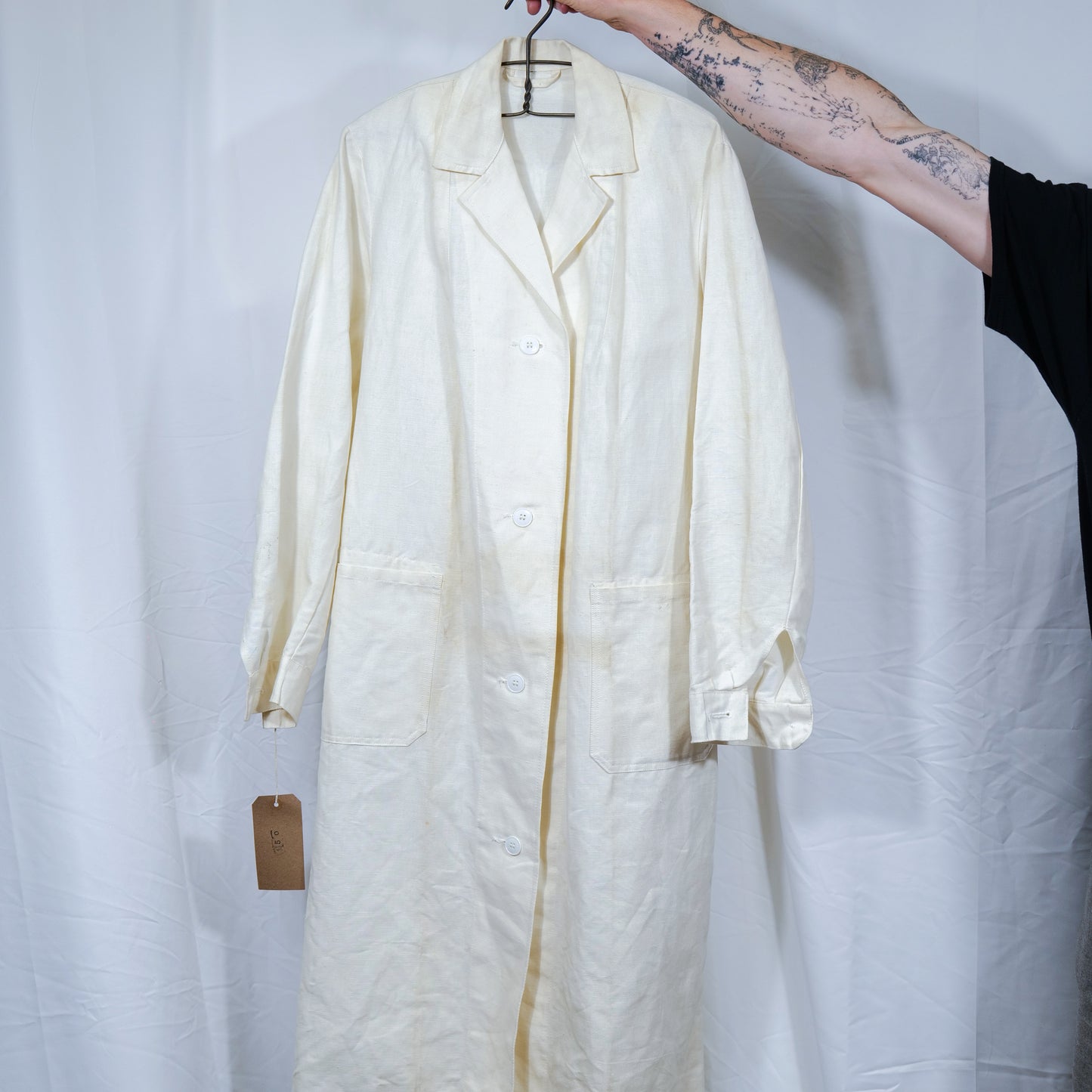 French Army 1940s WW2 Linen Hemp Hospital Workwear Coat