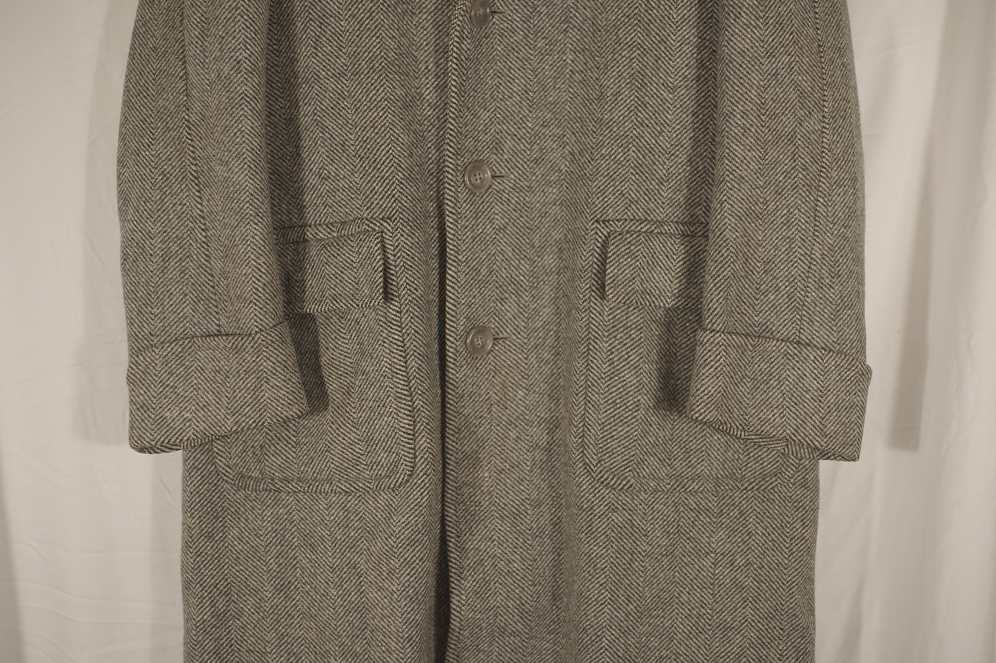 German 1930s 1940s Herringbone Overcoat