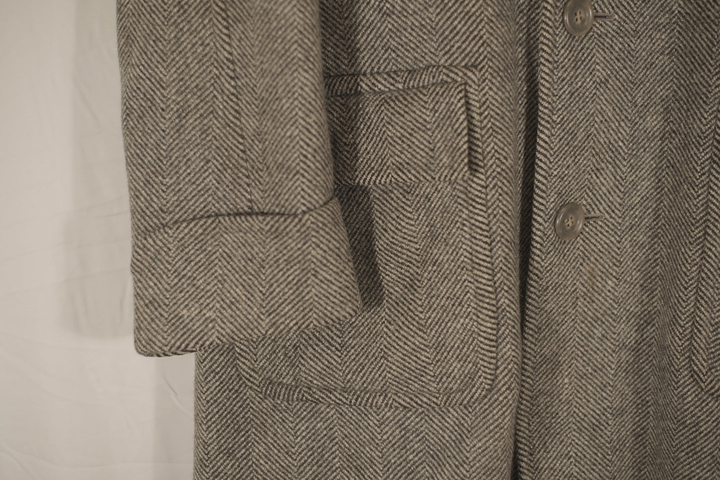 German 1930s 1940s Herringbone Overcoat
