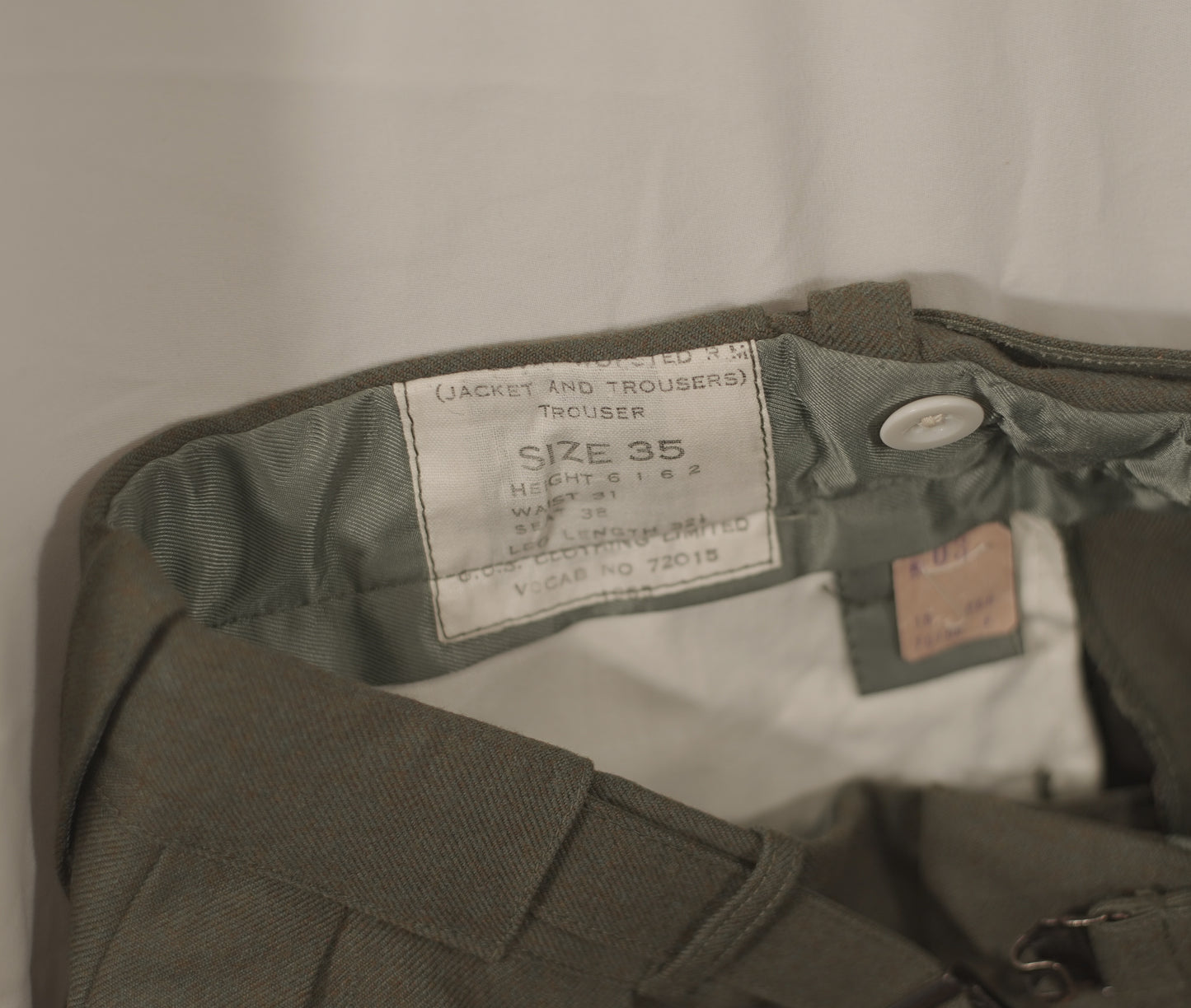 Dated 1963 Deadstock British Army Flannel Trousers