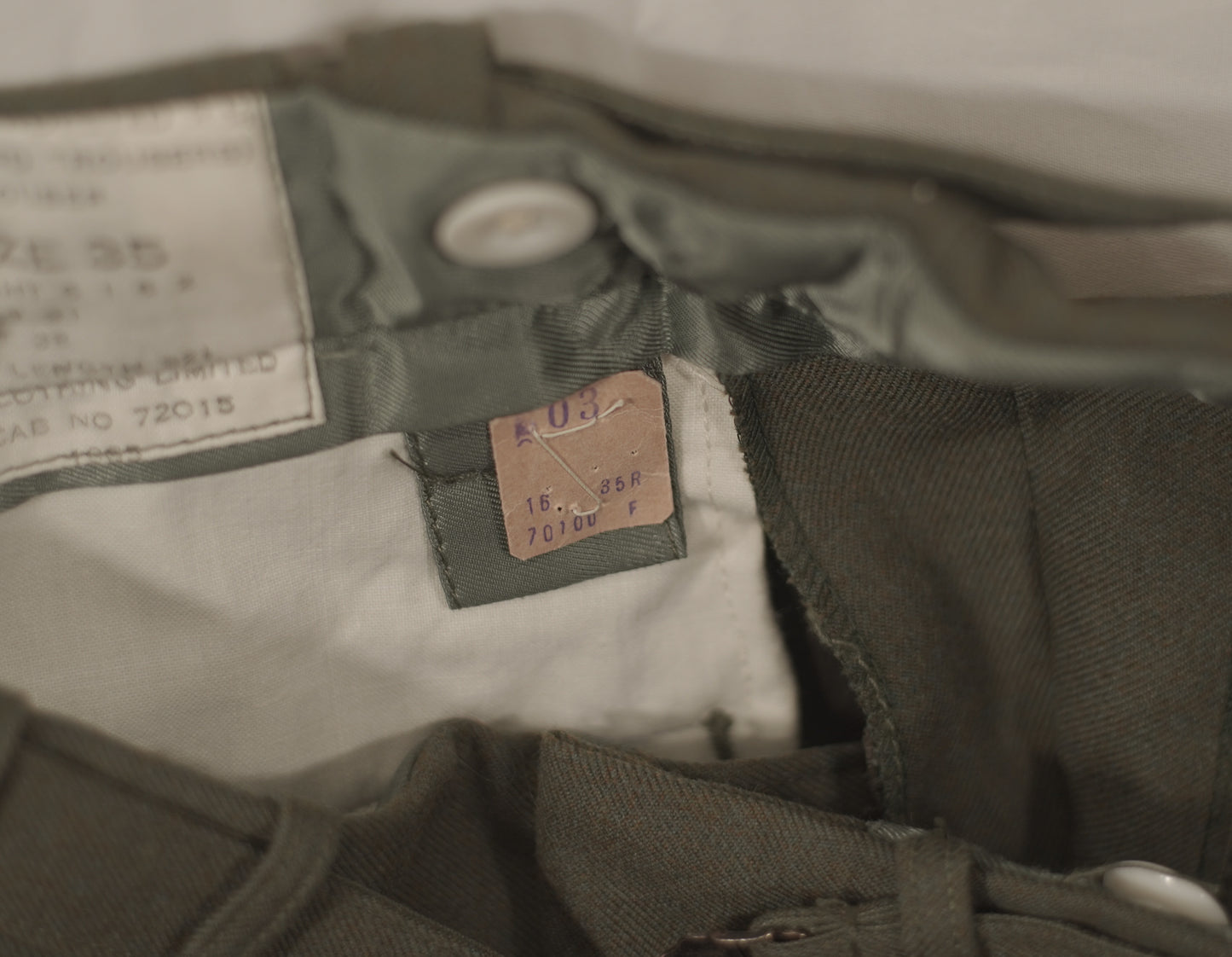Dated 1963 Deadstock British Army Flannel Trousers
