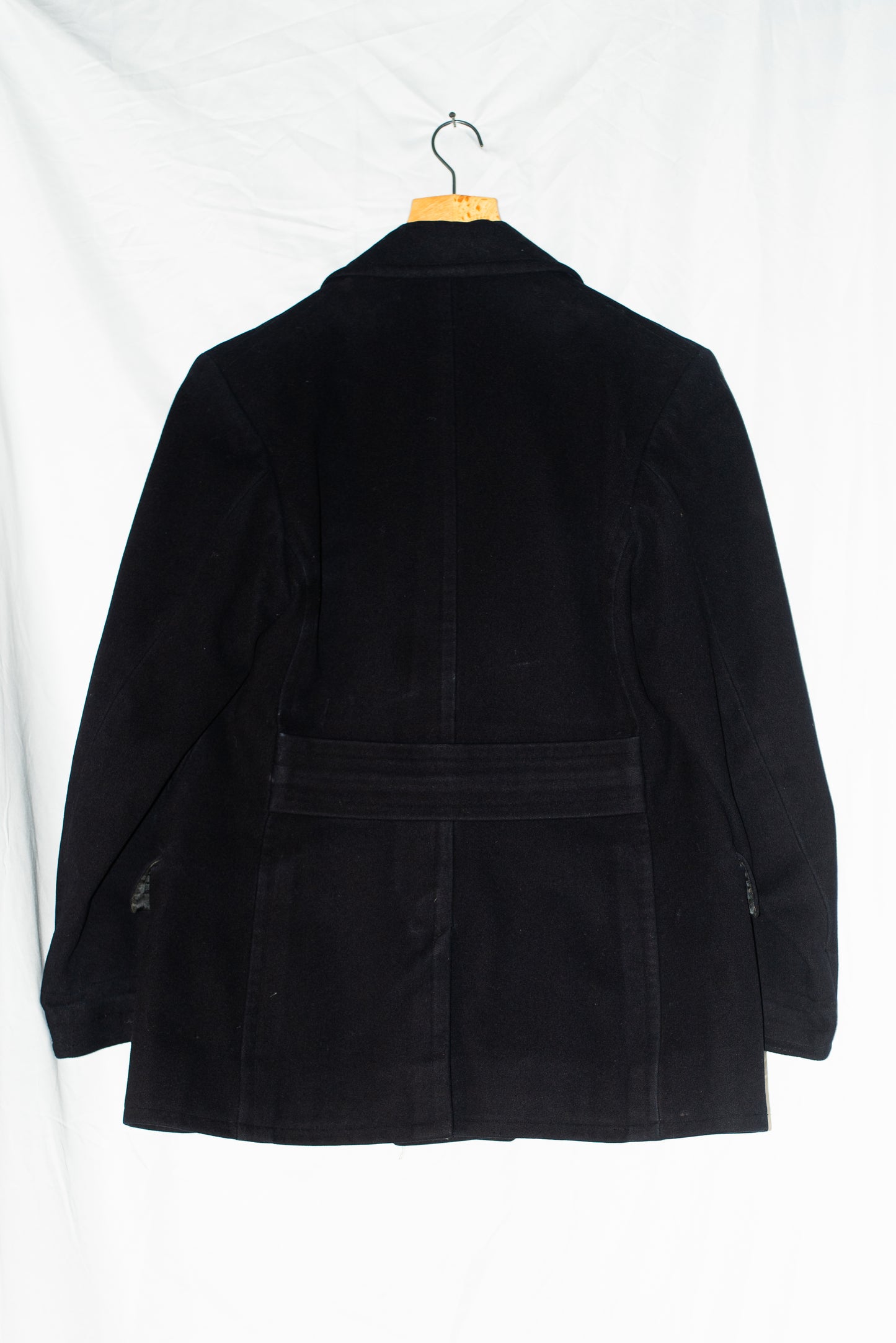 French 1930s Belt Back Navy Wool Caban Coat