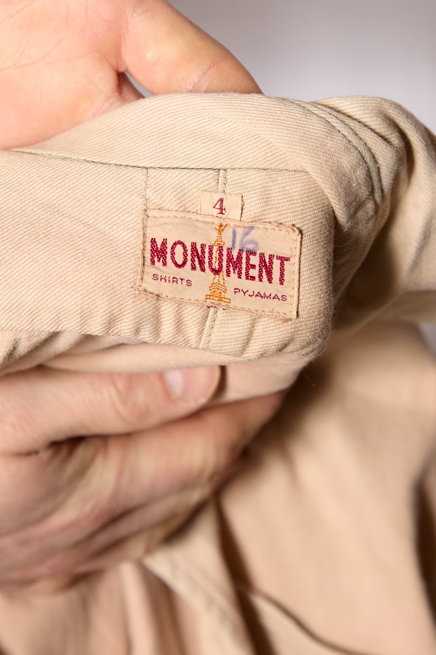 British 1940s Costume Altered Pyjama Shirt By Monument”
