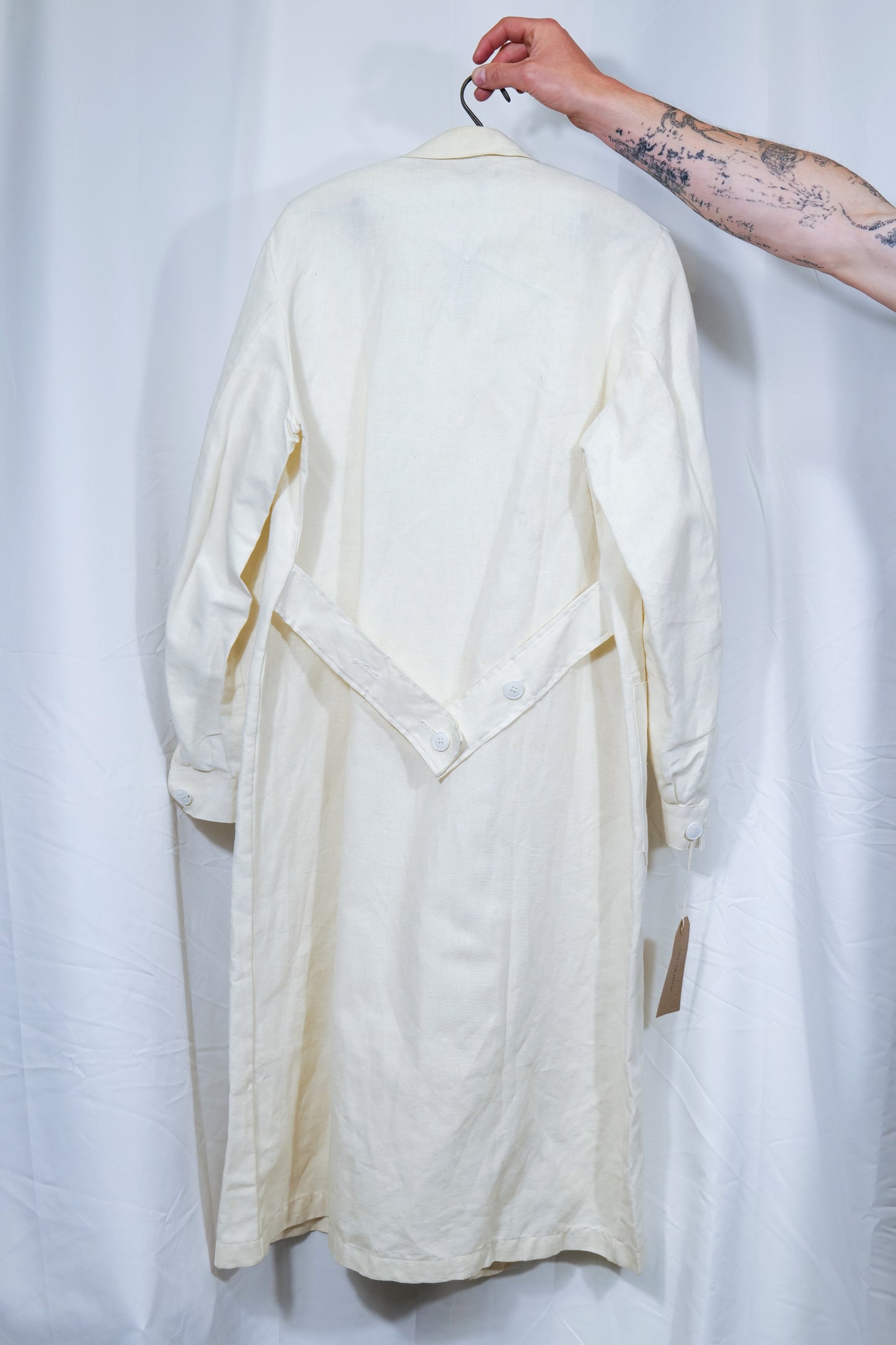 French Army 1940s WW2 Linen Hemp Hospital Workwear Coat