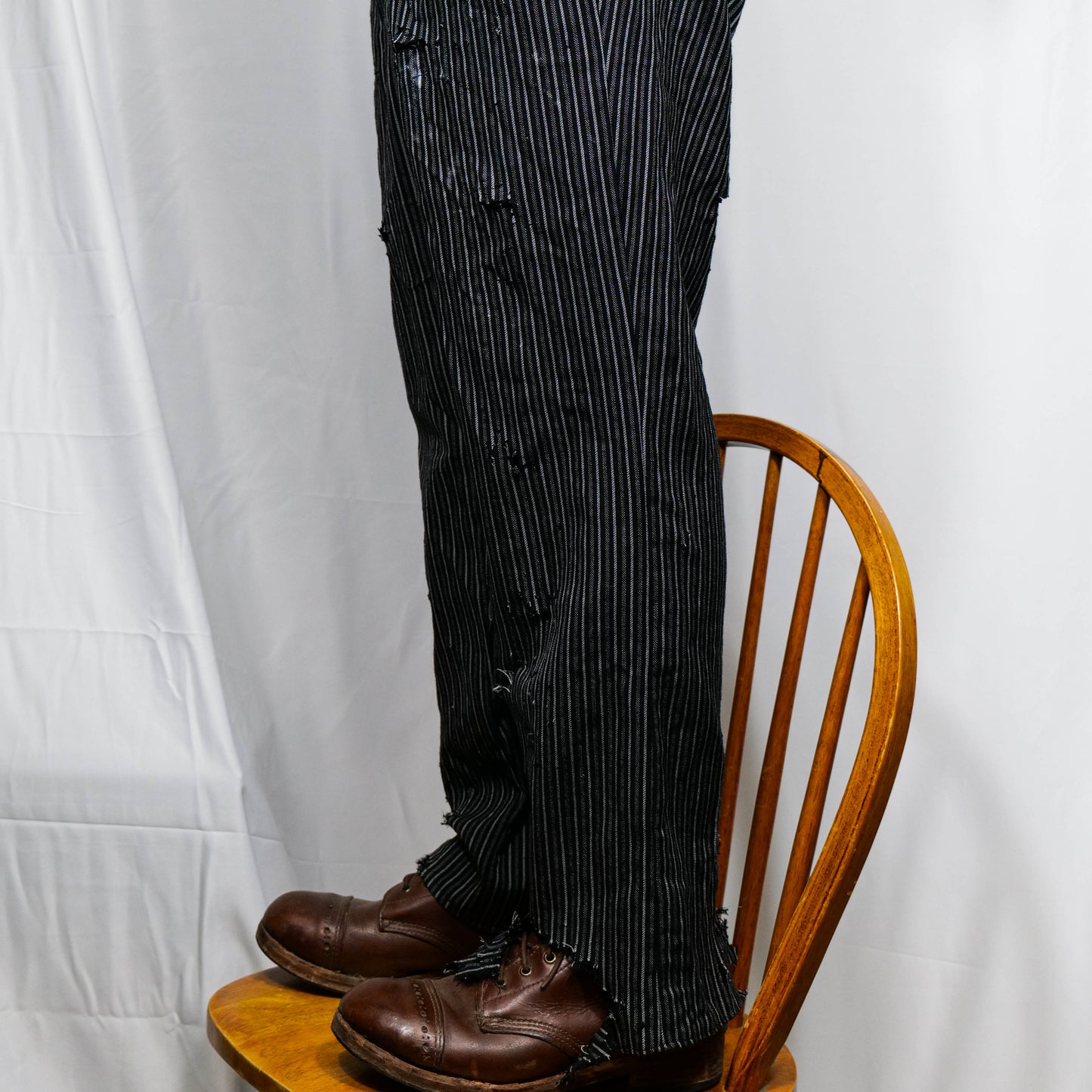 Distressed Vintage Striped Trousers