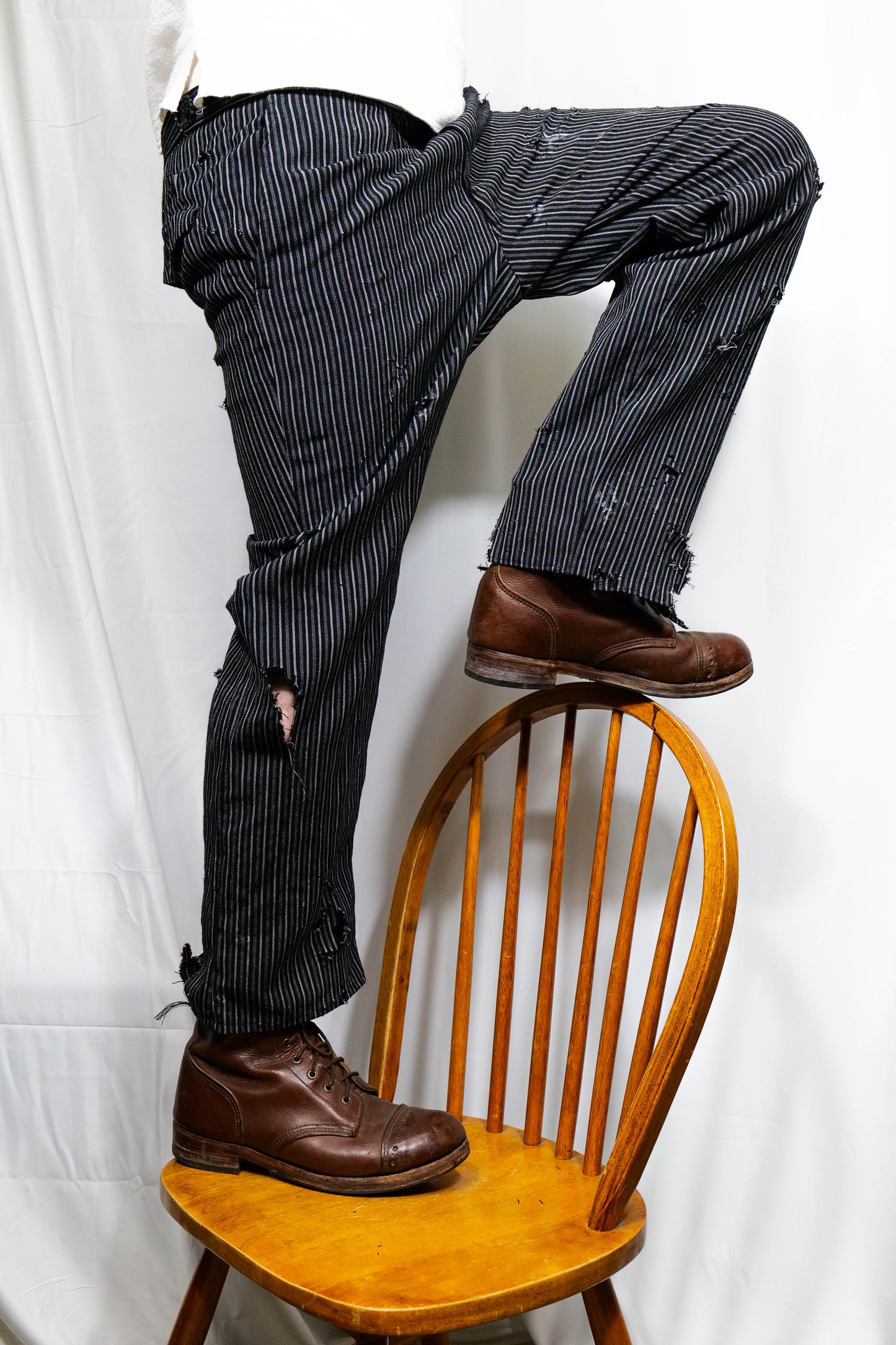 Distressed Vintage Striped Trousers